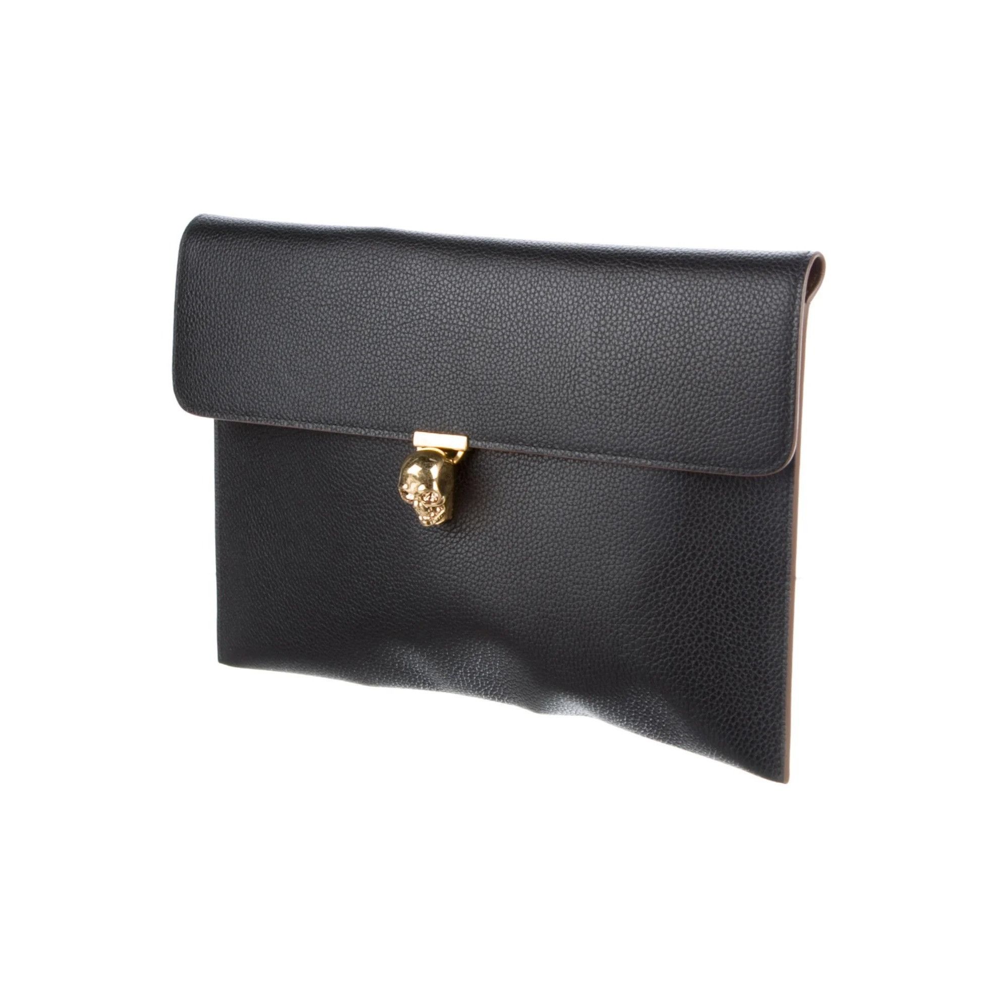 Alexander McQueen Alexander McQueen Black Leather Skull Clutch With Gold-Tone Size ONE SIZE - 3 Thumbnail