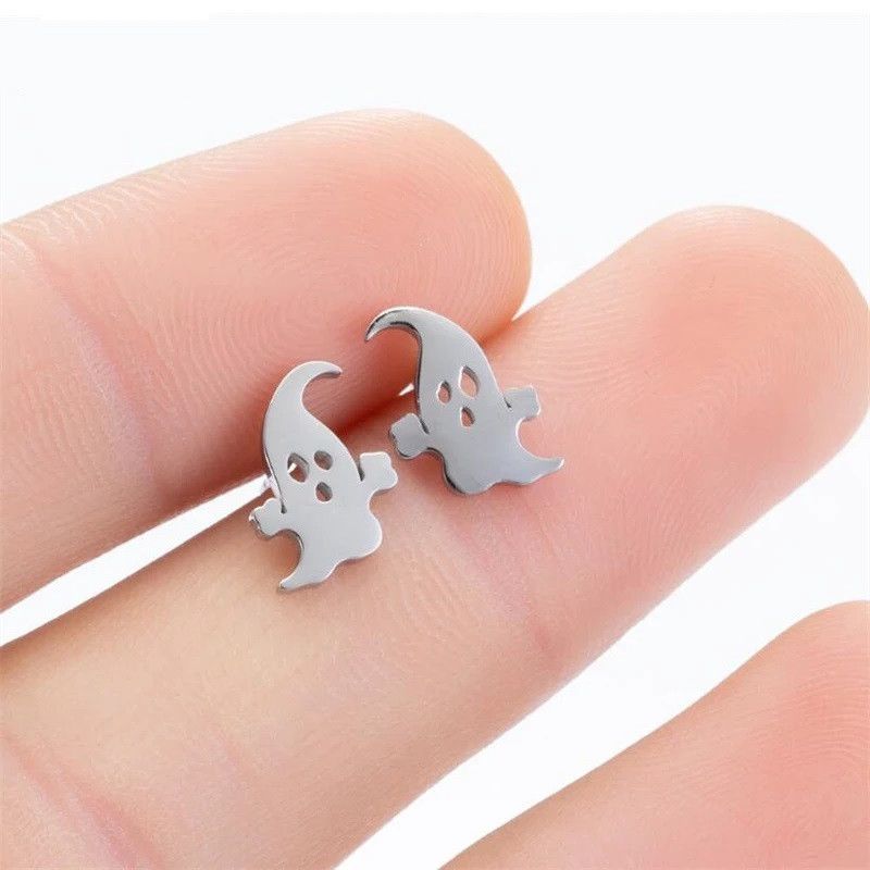 Jewelry Ghost Mini Stud Earrings Charm Earring Gift Size ONE SIZE - 1 Thumbnail