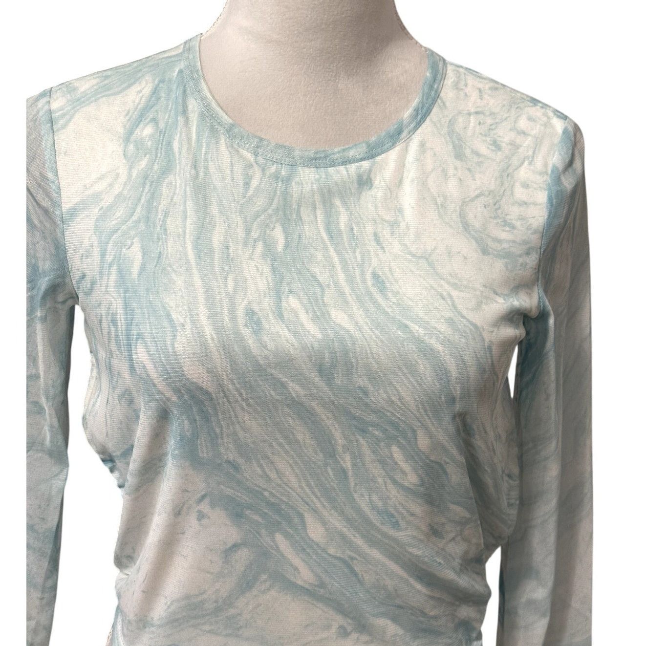 Other Elodie Tie Dye Top Long Sleeve Open Back Tie Blue L NWOT Size L / US 10 / IT 46 - 2 Thumbnail