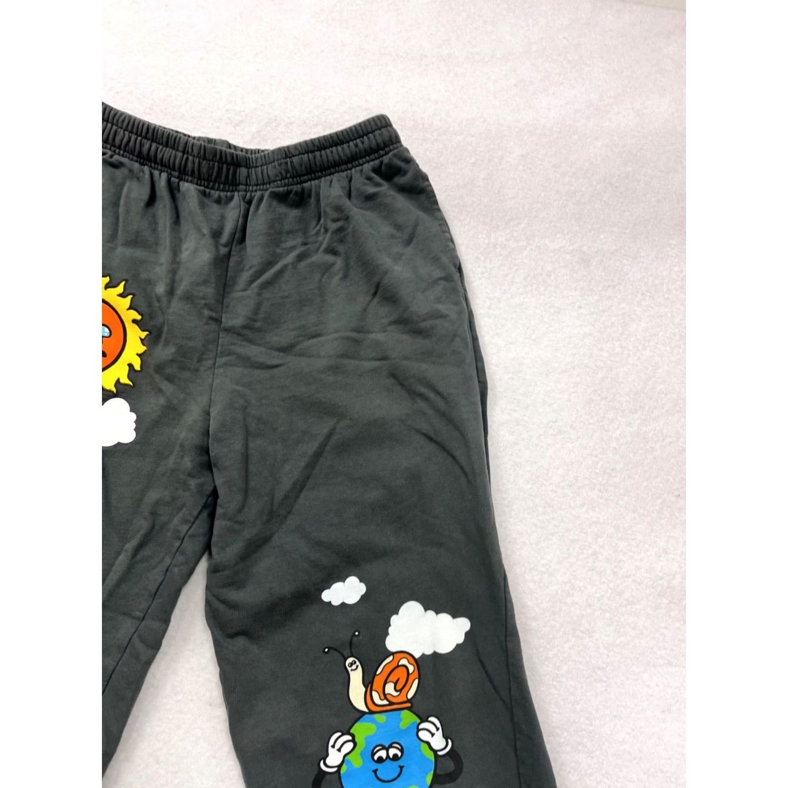Fanci Club Fan Club Jogger Pants Women Medium Black Get Some Fresh Air Print Elastic Waist 8319 Size 32" / US 10 / IT 46 - 5 Thumbnail