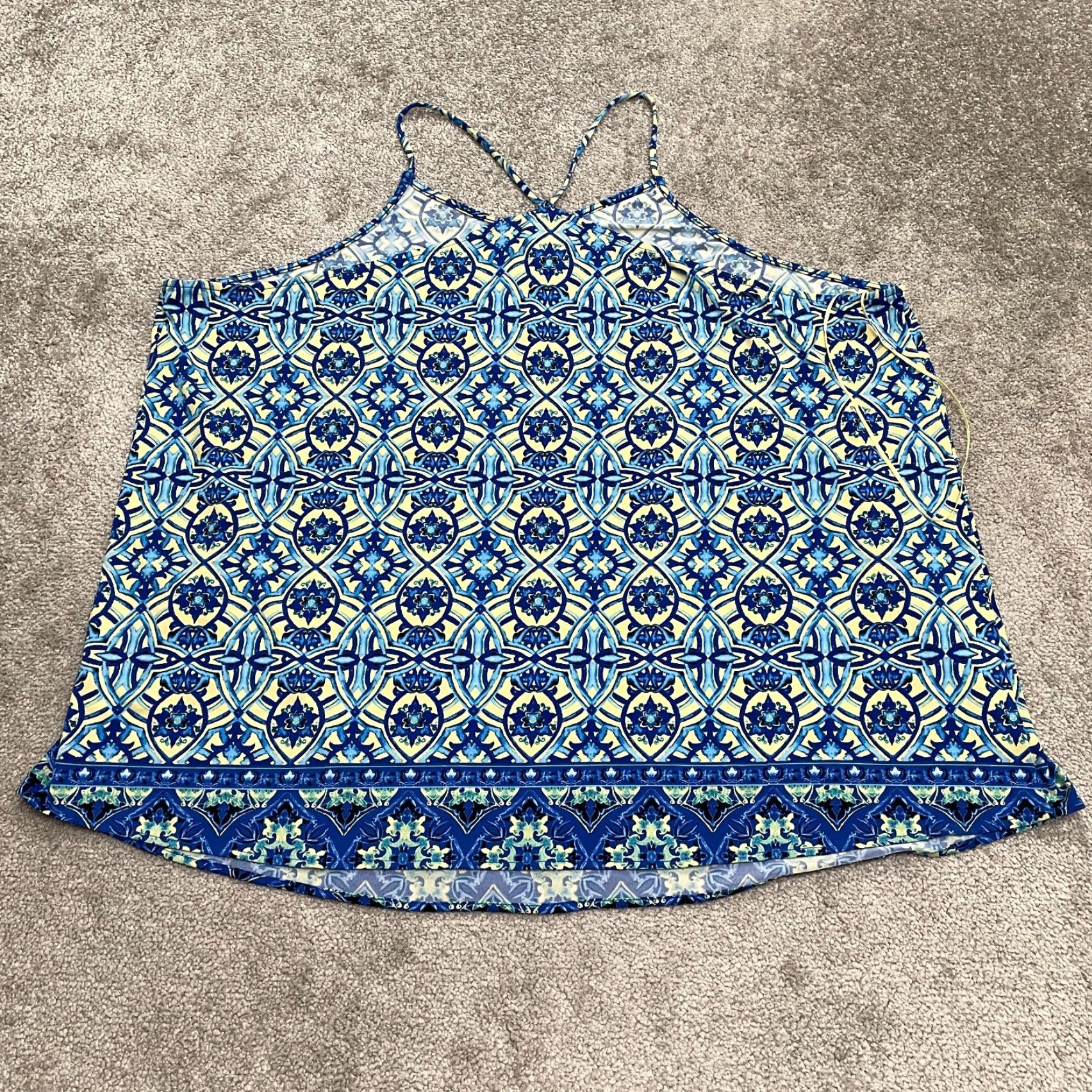 Vintage The Limited Halter Camisole Tank Top Womens 2X Blue Geometric Stretch Casual Tank Size XXL / US 16-18 / IT 52-54 - 2 Thumbnail