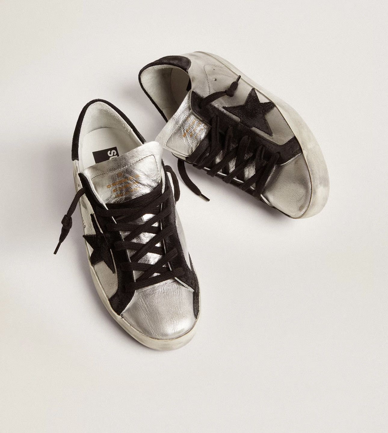 Golden Goose Women's Super-Star in silver leather with contrasting insert Size US 9.5 / IT 39.5 - 6 Thumbnail