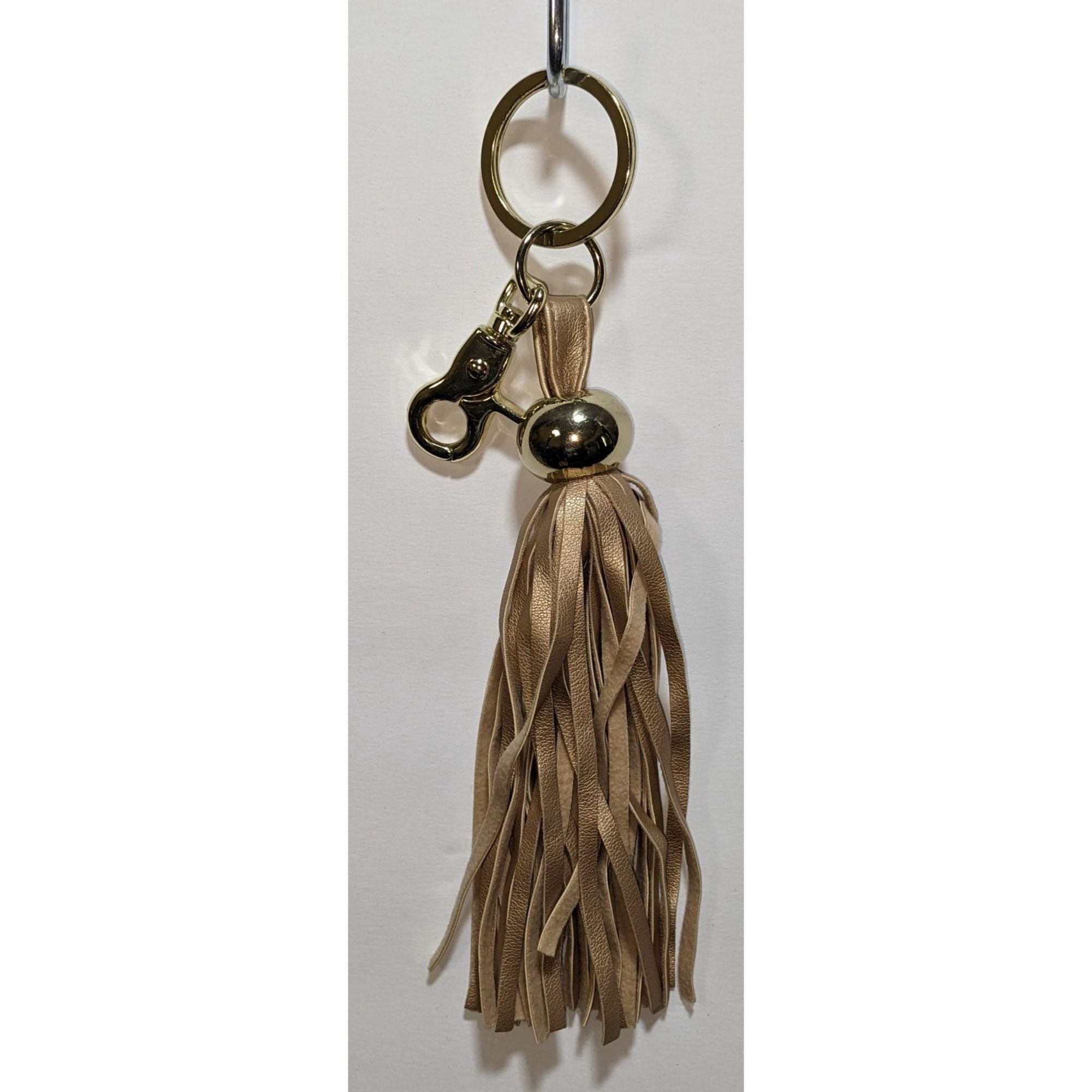 Other Gold & Tan Faux Leather Tassel Keychain With Clip & Ring 8.5 Size ONE SIZE - 3 Thumbnail