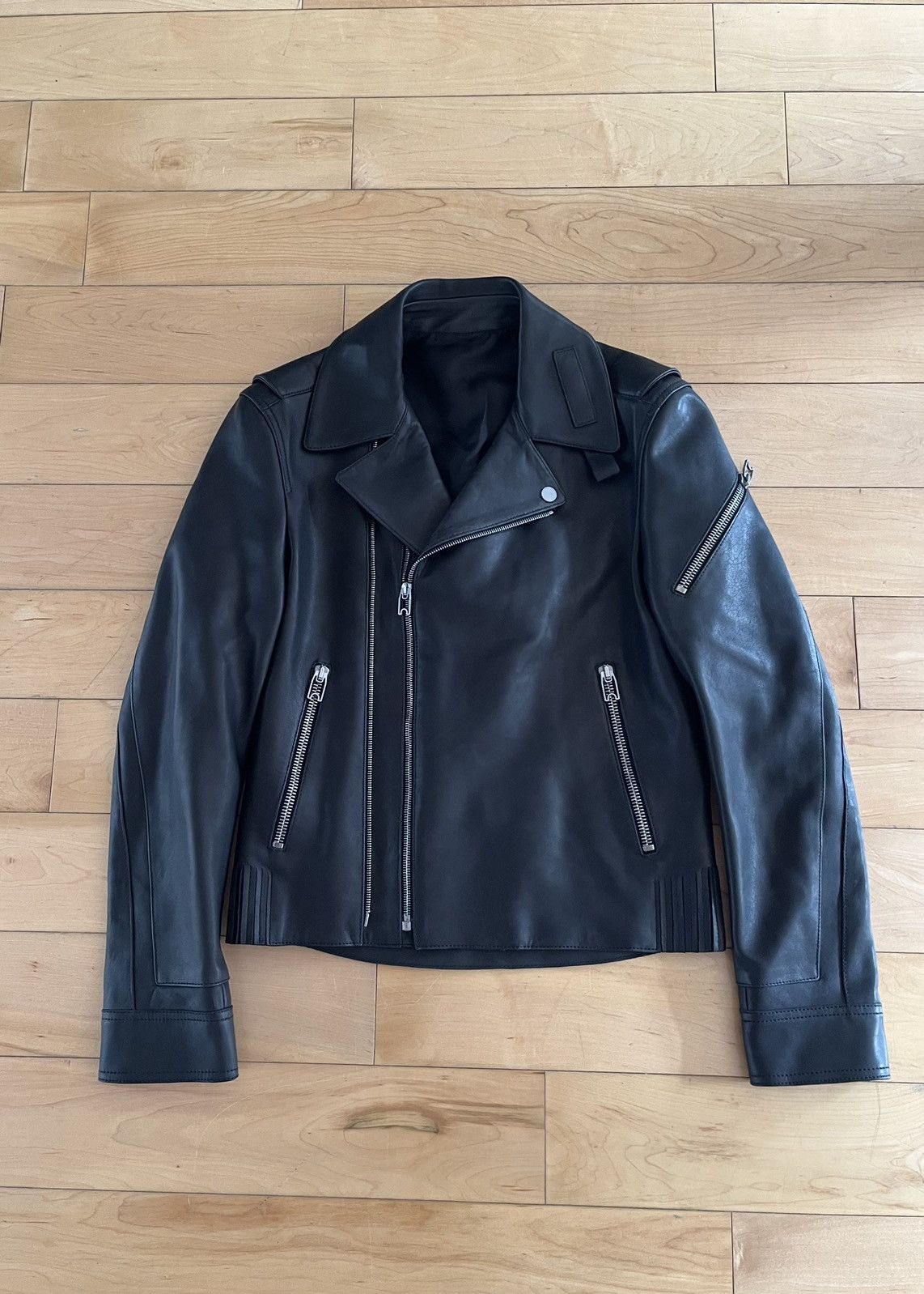 Image of NWT - Balenciaga Classic Lambskin Leather Biker Jacket in Black, Men's (Size Small)