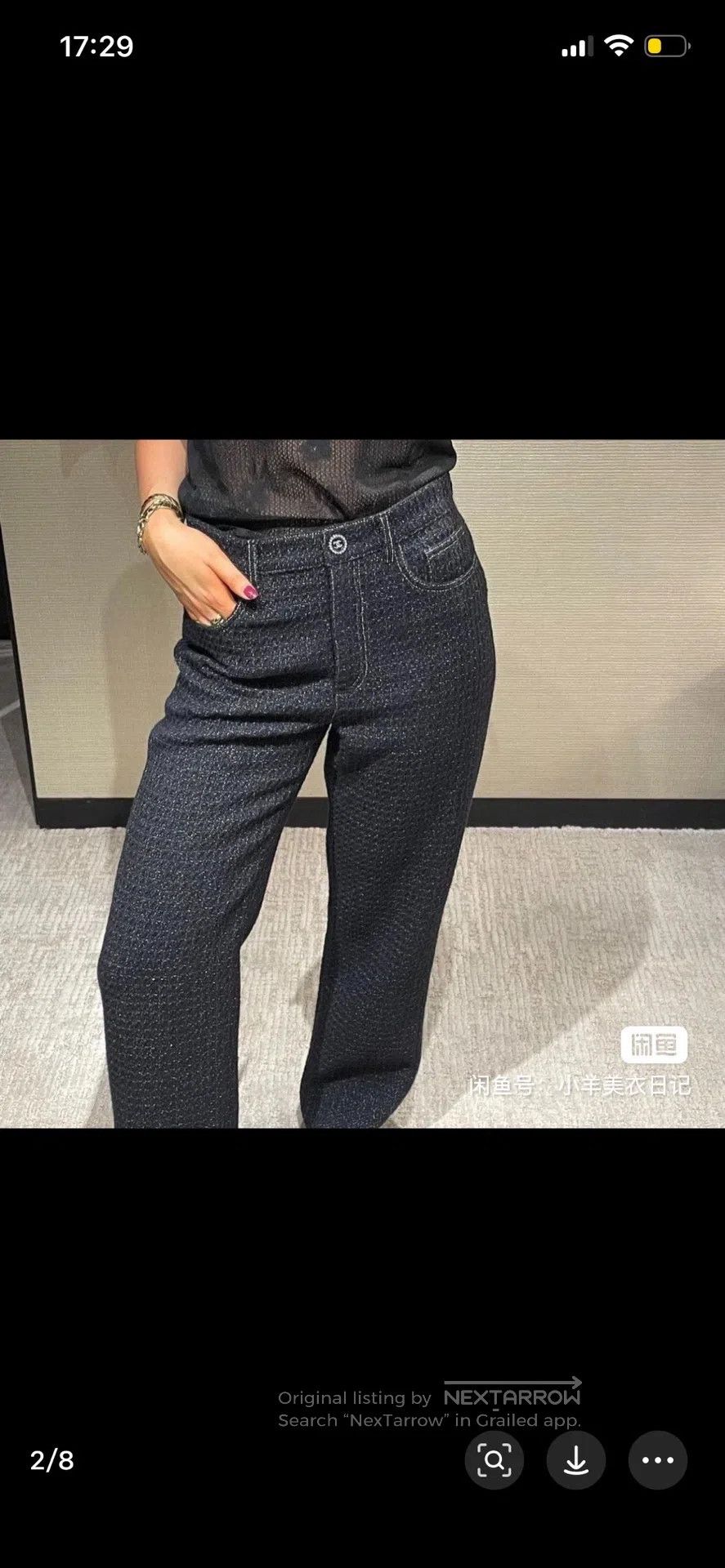 Chanel Chanel Black Wool Soft Nye Silk Weave Trousers Straight Le Size 35" - 2 Thumbnail