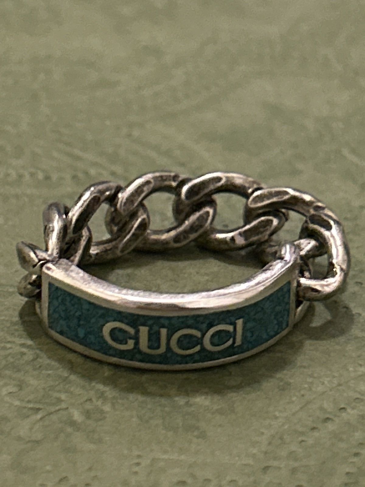 Gucci Gucci Tag Chain Enamel Arg 925 Ring Gucci Size 20/ US size 9 Size ONE SIZE - 10 Thumbnail