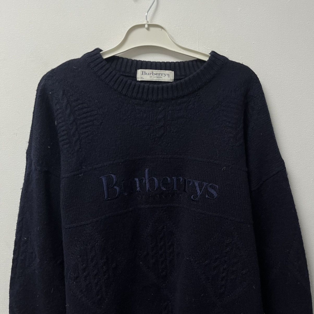 Burberry Vintage Burberry's Sweater Sweatshirt Big Logo Wool Size US XL / EU 56 / 4 - 4 Thumbnail