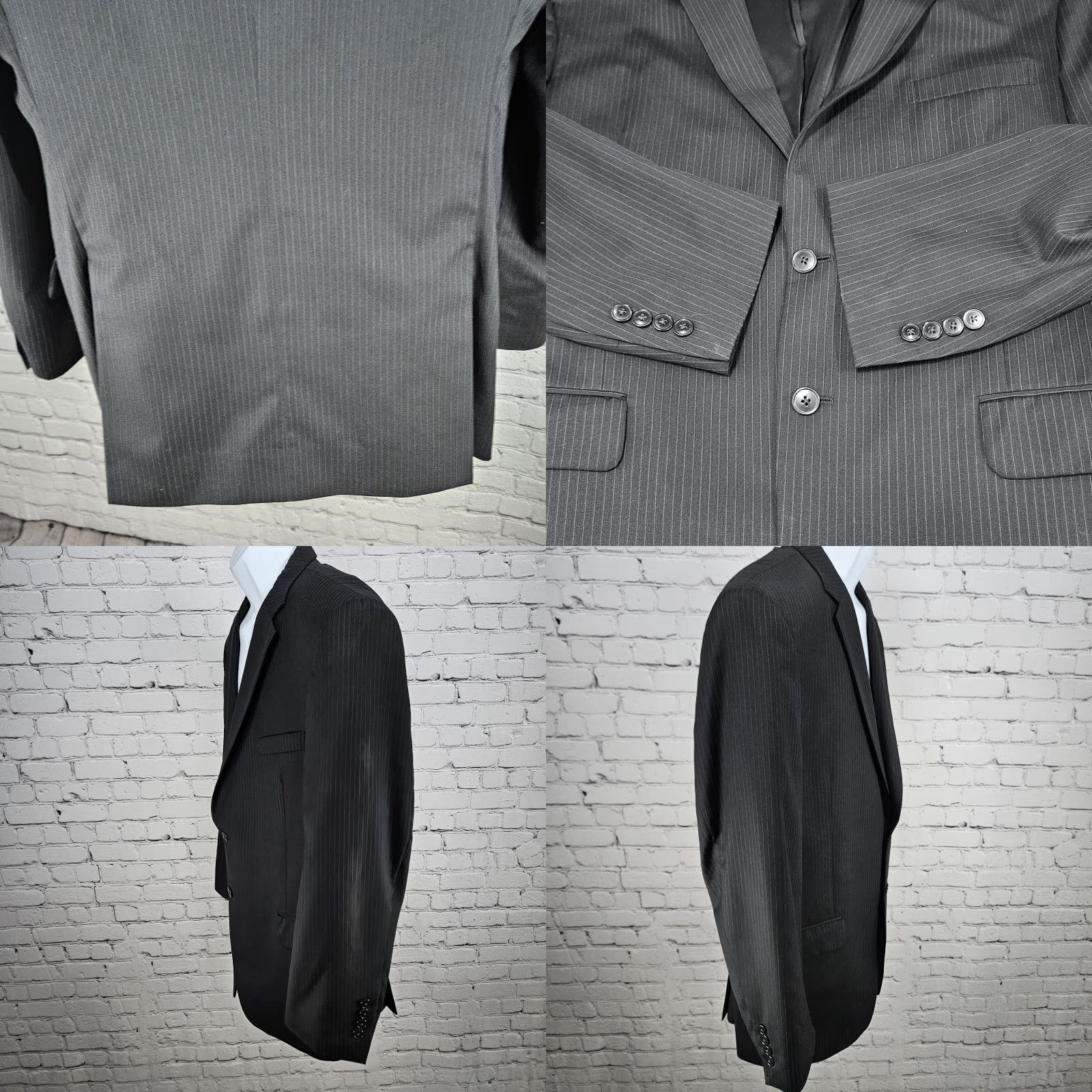 Jos. A. Bank VINTAGE Jos. A. Bank Black 100% Wool Tailored Fit Travelers 2 Button Blazer Sport Coat 43R Size 46R - 9 Thumbnail