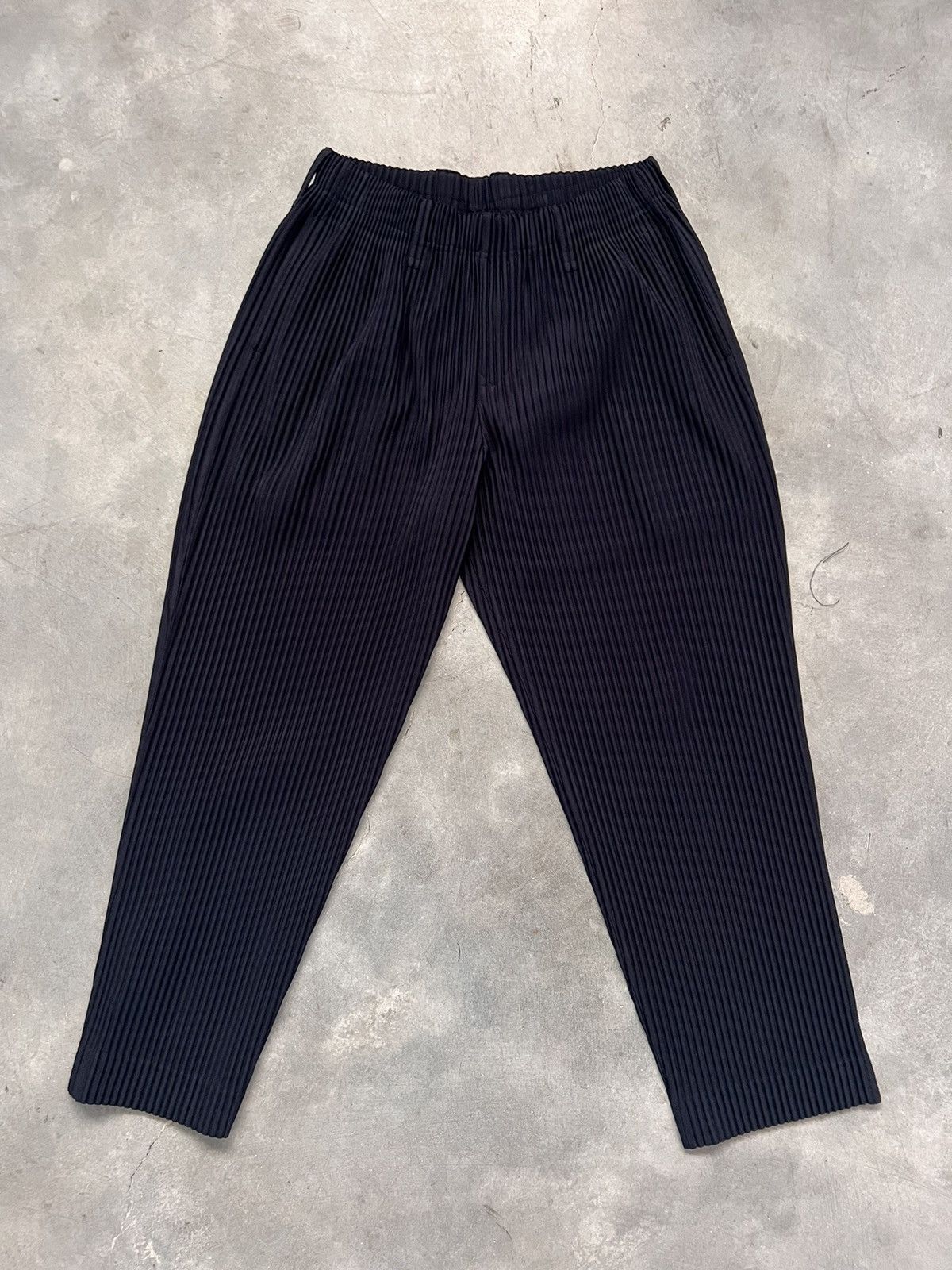 image of Issey Miyake Homme Plisse Pleated Trousers in Navy, Men's (Size 33)