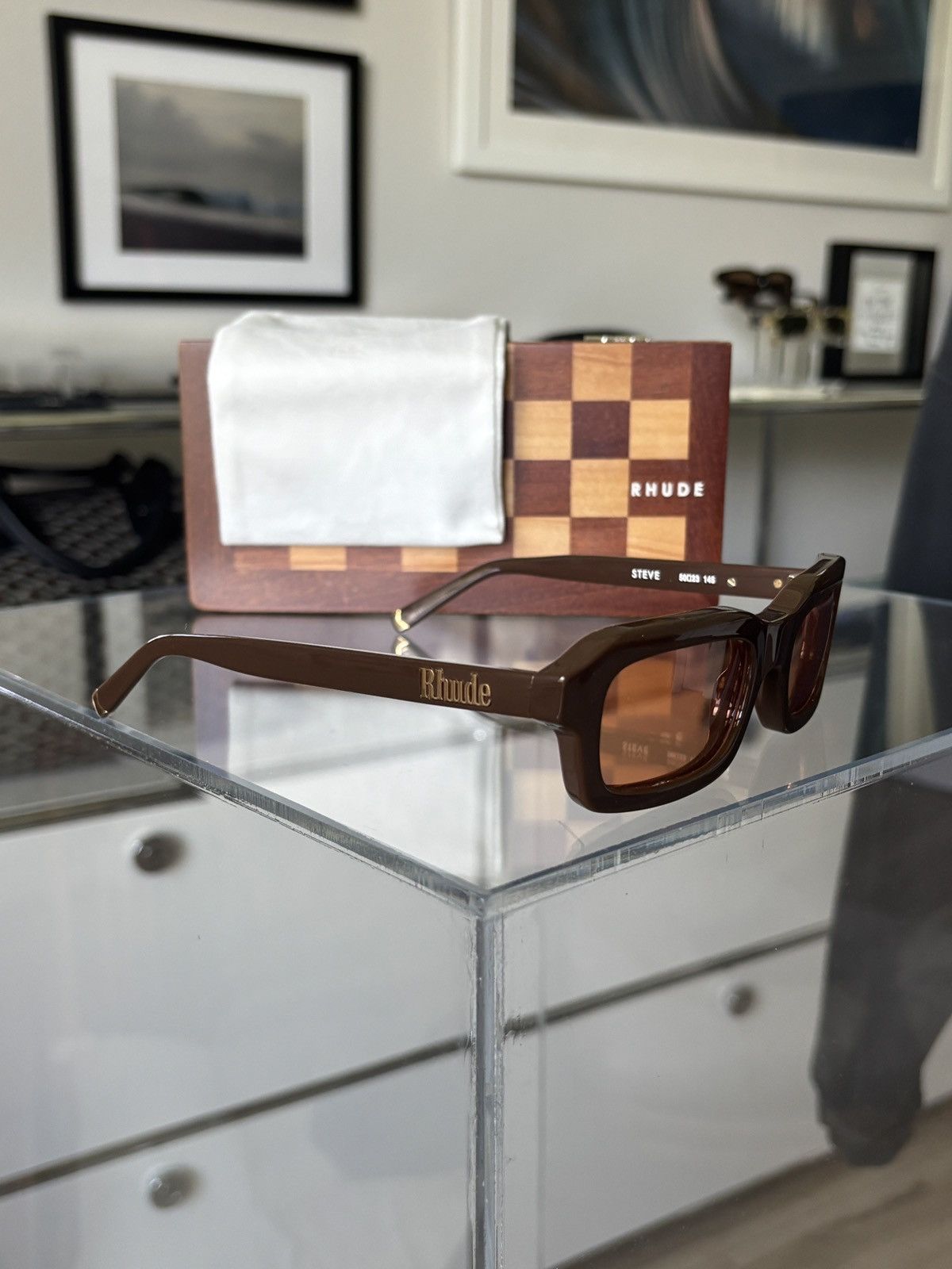 Rhude RHUDE | MOCHA BROWN STEVE FRAMES SUNGLASSES Size ONE SIZE - 4 Thumbnail