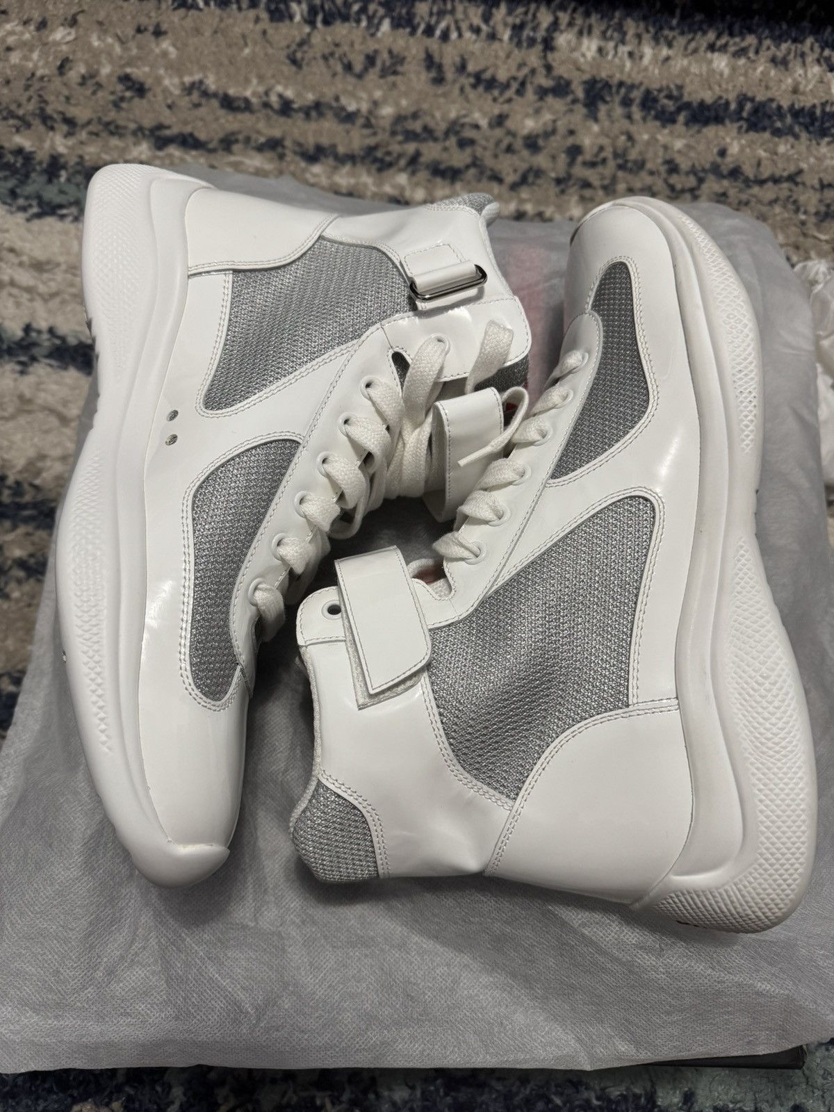 Prada Prada America’s Cup Patent Leather Hi-Top Sneakers Size US 9 / EU 42 - 7 Thumbnail