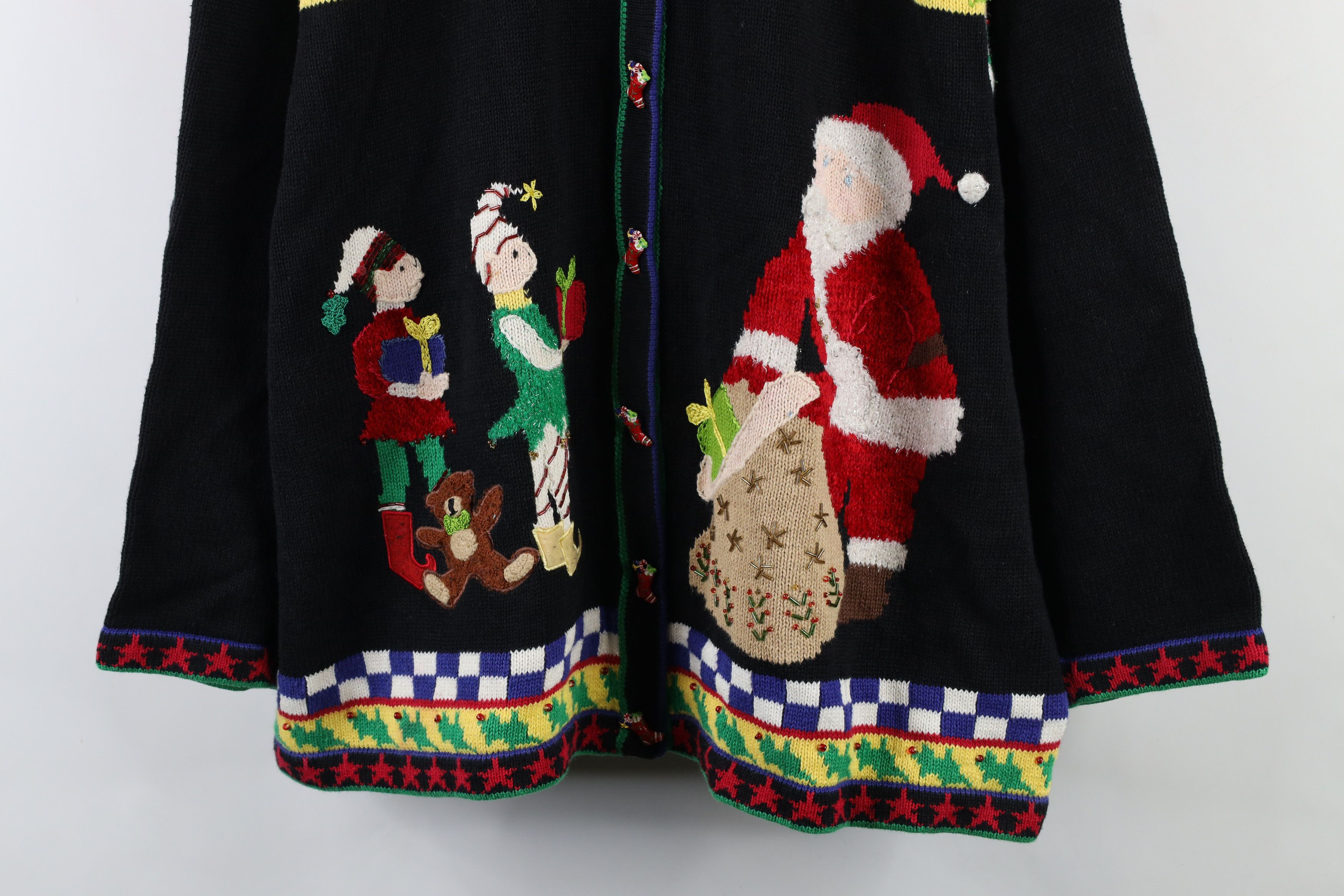 Vintage Vintage 90s Streetwear Elf All Over Print Cardigan Sweater Size 3XL / US 20-22 - 3 Thumbnail