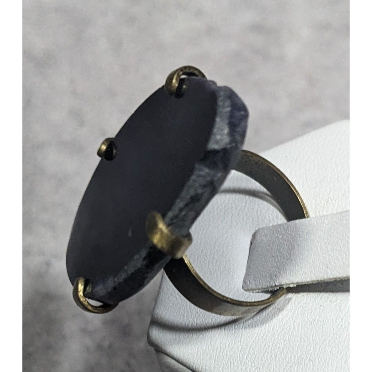 Other Dark Blue Dyed Geode Slice Adjustable Statement Ring Size 6 Size ONE SIZE - 4 Thumbnail