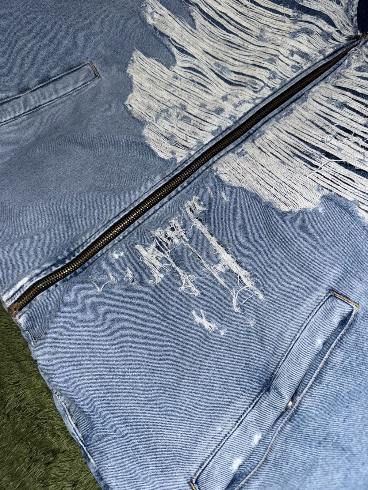 Diesel [XL] Diesel Destroyed Heavyweight Denim Bomber Jacket Size US XL / EU 56 / 4 - 4 Thumbnail