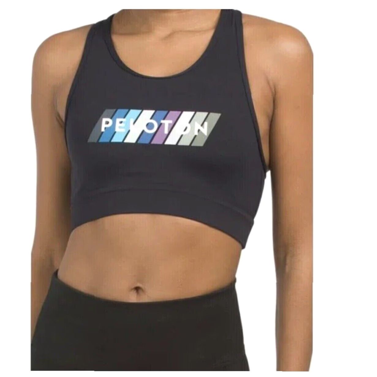 Vintage Peloton Sports Bra Shirt Womens 1X Black High Neck Racerback NWT Logo Cross Athletic Activewear Size ONE SIZE - 2 Thumbnail