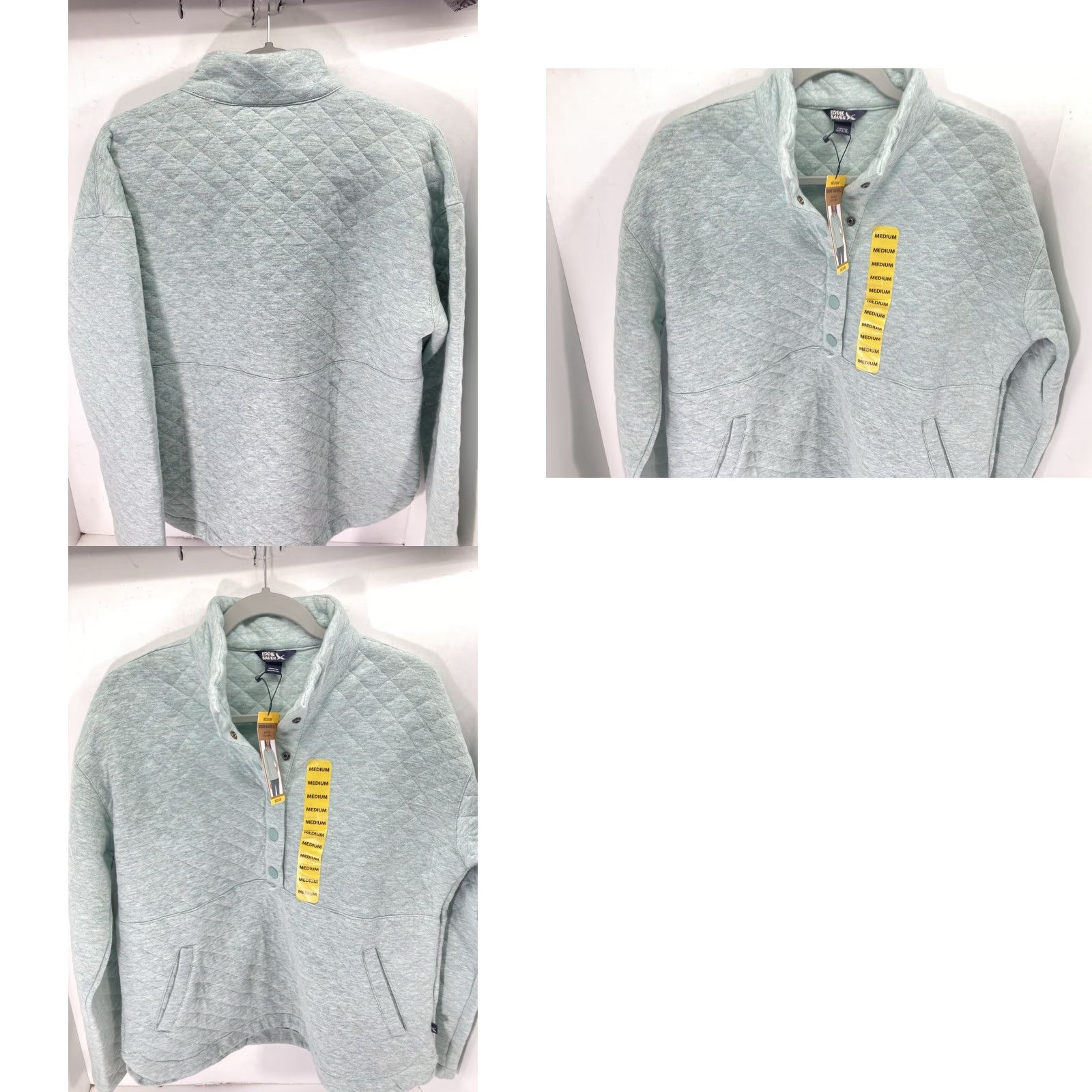 Eddie Bauer VINTAGE Eddie Bauer Quilted Sweater Women M Green Long Sleeve Pullover Cotton Blend Mock Neck Solid Quilted Mens Ladies Size M / US 6-8 / IT 42-44 - 9 Thumbnail