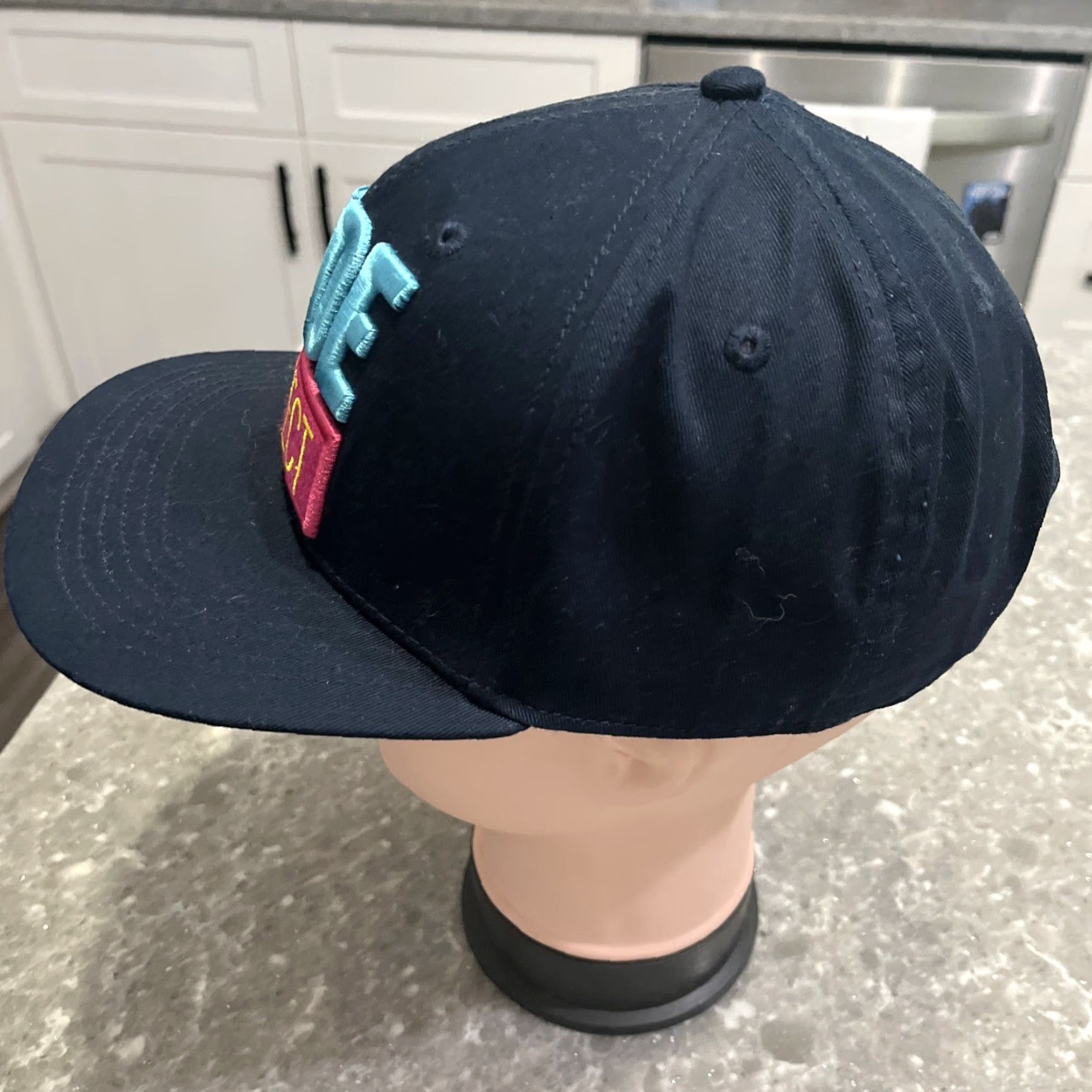 Vintage Dude Perfect Hat 2023 Panda - Monium Tour SnapBack Adjustable Cap Blue Canvas Cotton Solid Pattern Men | Snapback Hat | Adjustable Cap | One Size Size ONE SIZE - 2 Thumbnail