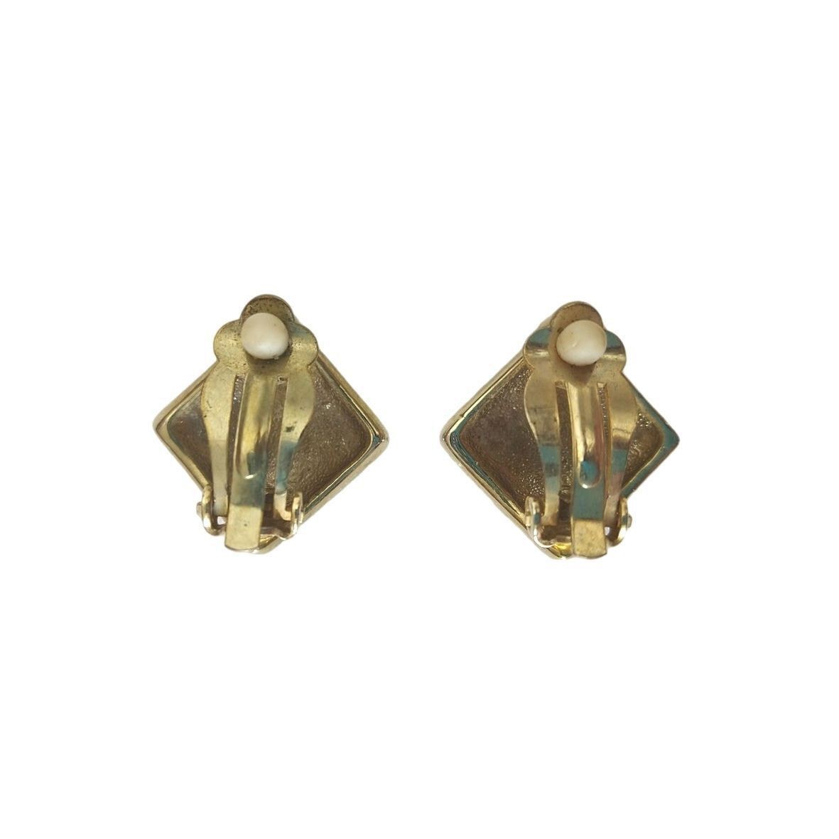 The Unbranded Brand Vintage Women's Earrings Gold Plated Rhinestones Square Clip Size ONE SIZE - 4 Thumbnail