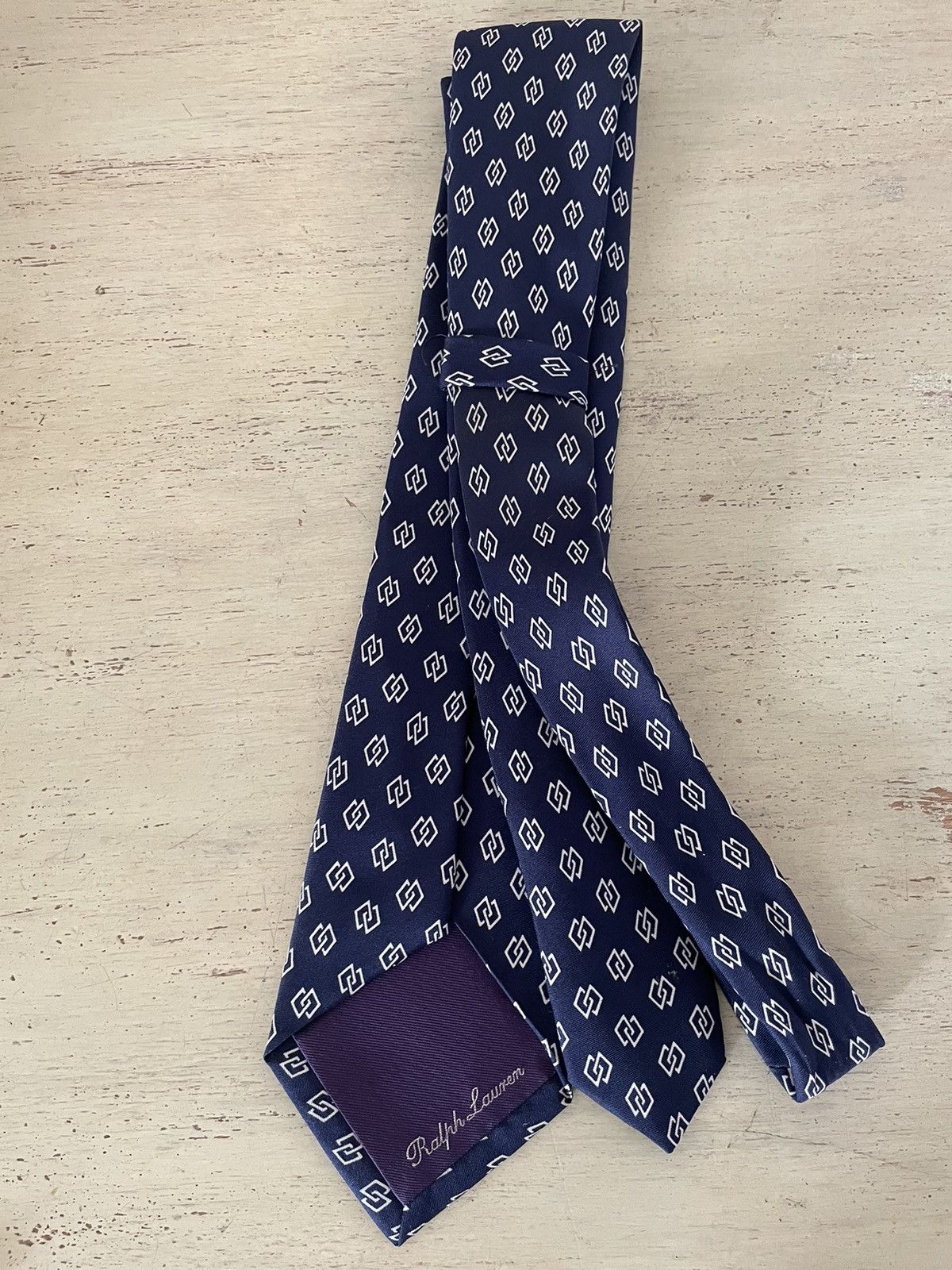 Ralph Lauren Purple Label Linked Squares Print Silk Tie Size ONE SIZE - 5 Thumbnail