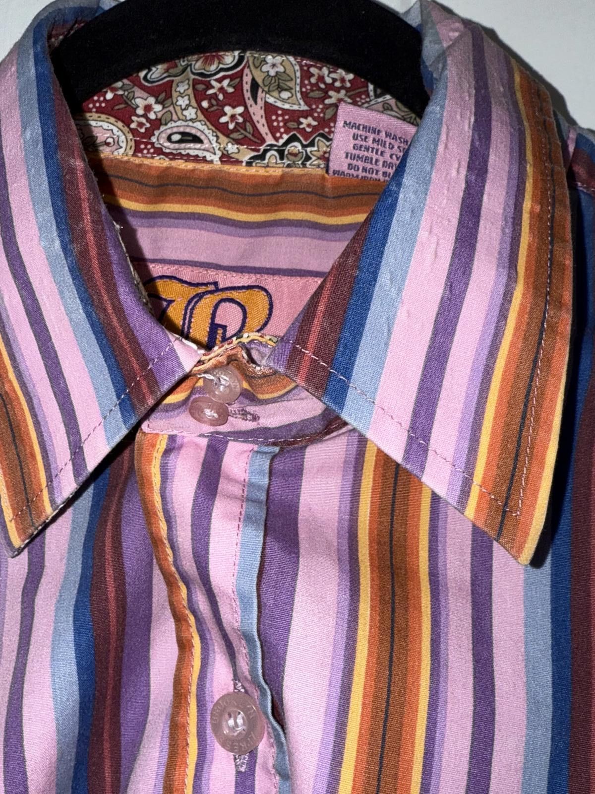 Brooklyn Xpress Brooklyn Xpress Long Sleeve Pink and Purple Striped Shirt L Size US L / EU 52-54 / 3 - 4 Thumbnail