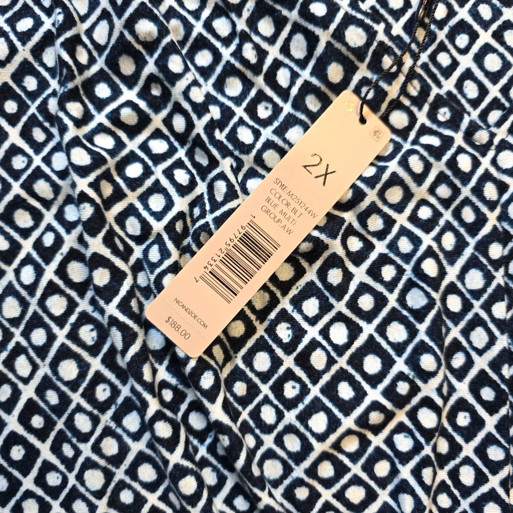 NIC+ZOE NIC+ZOE Dress Womens 2X Maxi Sleeveless Blue Stretch No Iron Travel Casual Long Knit Geometric V-Neck Pullover Summer Spring Current Era Size XXL / US 16-18 / IT 52-54 - 3 Thumbnail