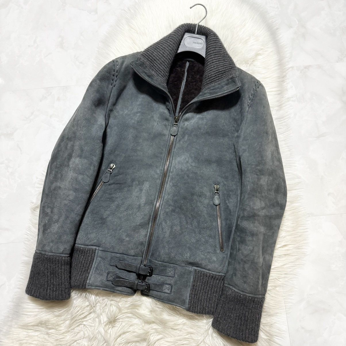 Authentic Bottega Veneta fleece-lined lamb leather jacket