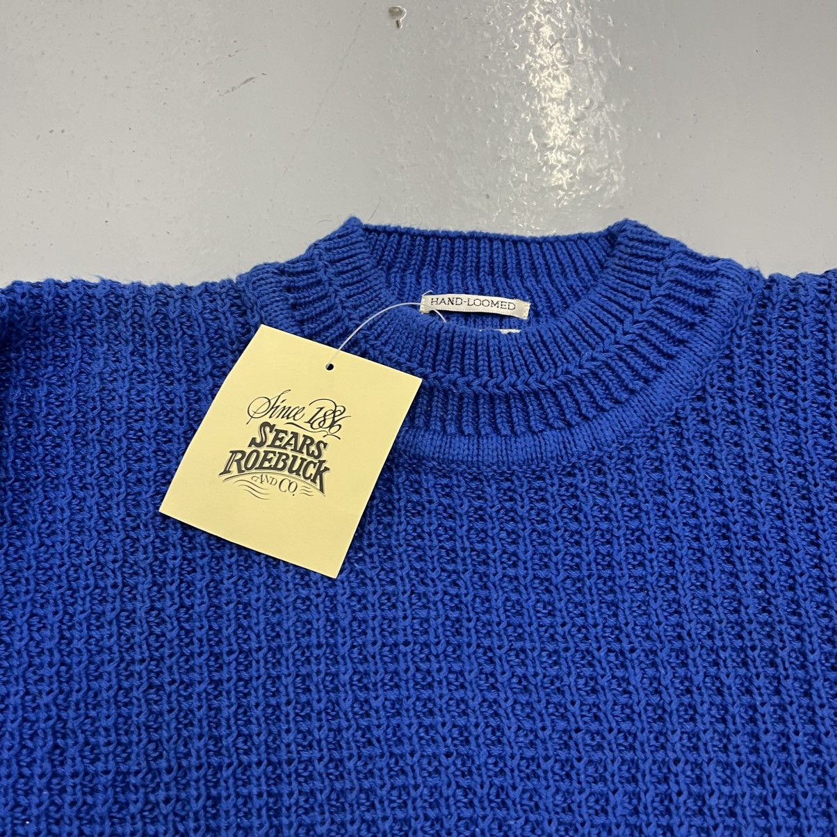 Sears NOS Vintage 90s Sears Blue Ribbed Cotton Sweater Size US M / EU 48-50 / 2 - 2 Thumbnail