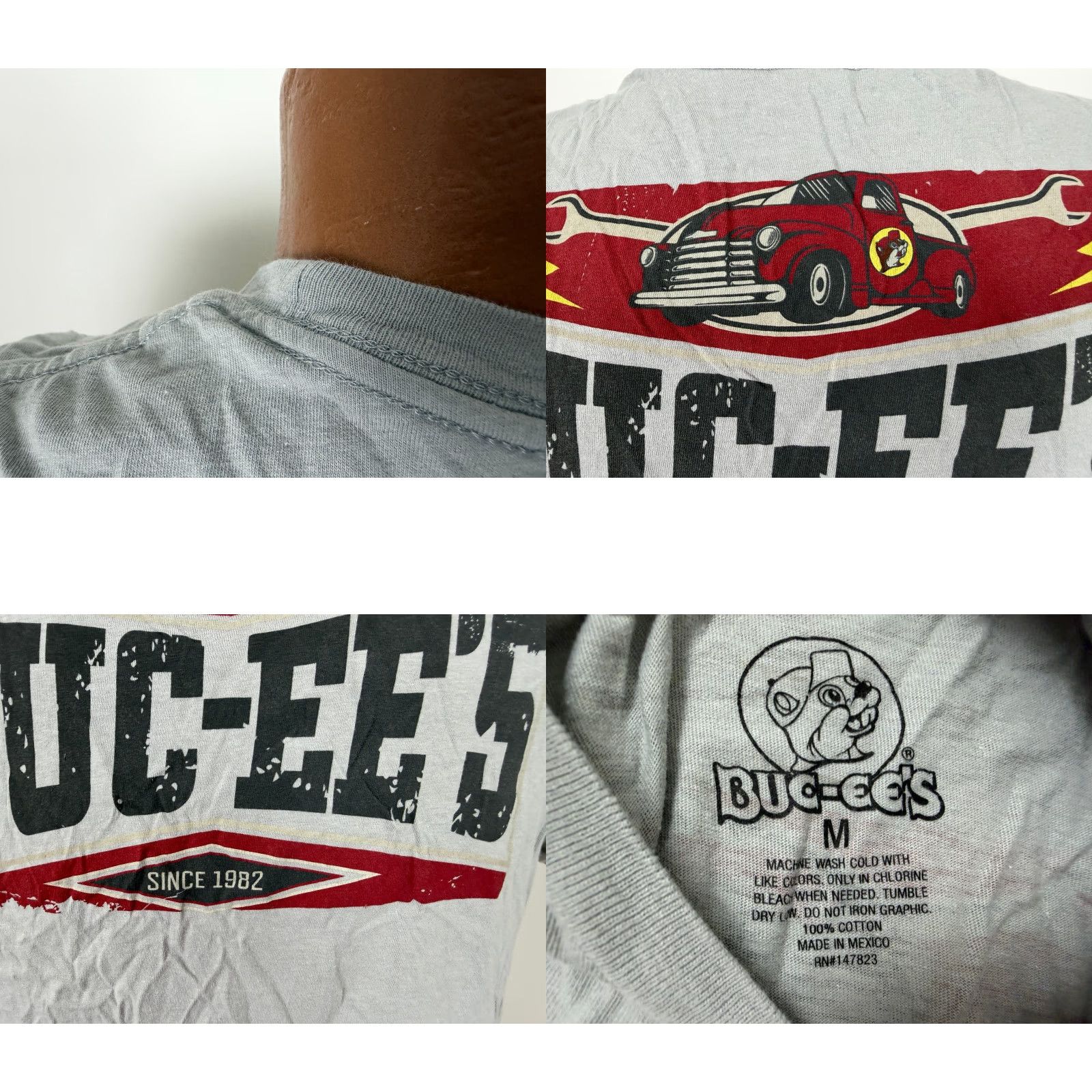 Vintage BUC-EE'S T-Shirt Men’s Medium Gray Cotton Graphic Print Short Sleeve Crew Neck Logo Double-Sided Size US M / EU 48-50 / 2 - 8 Thumbnail