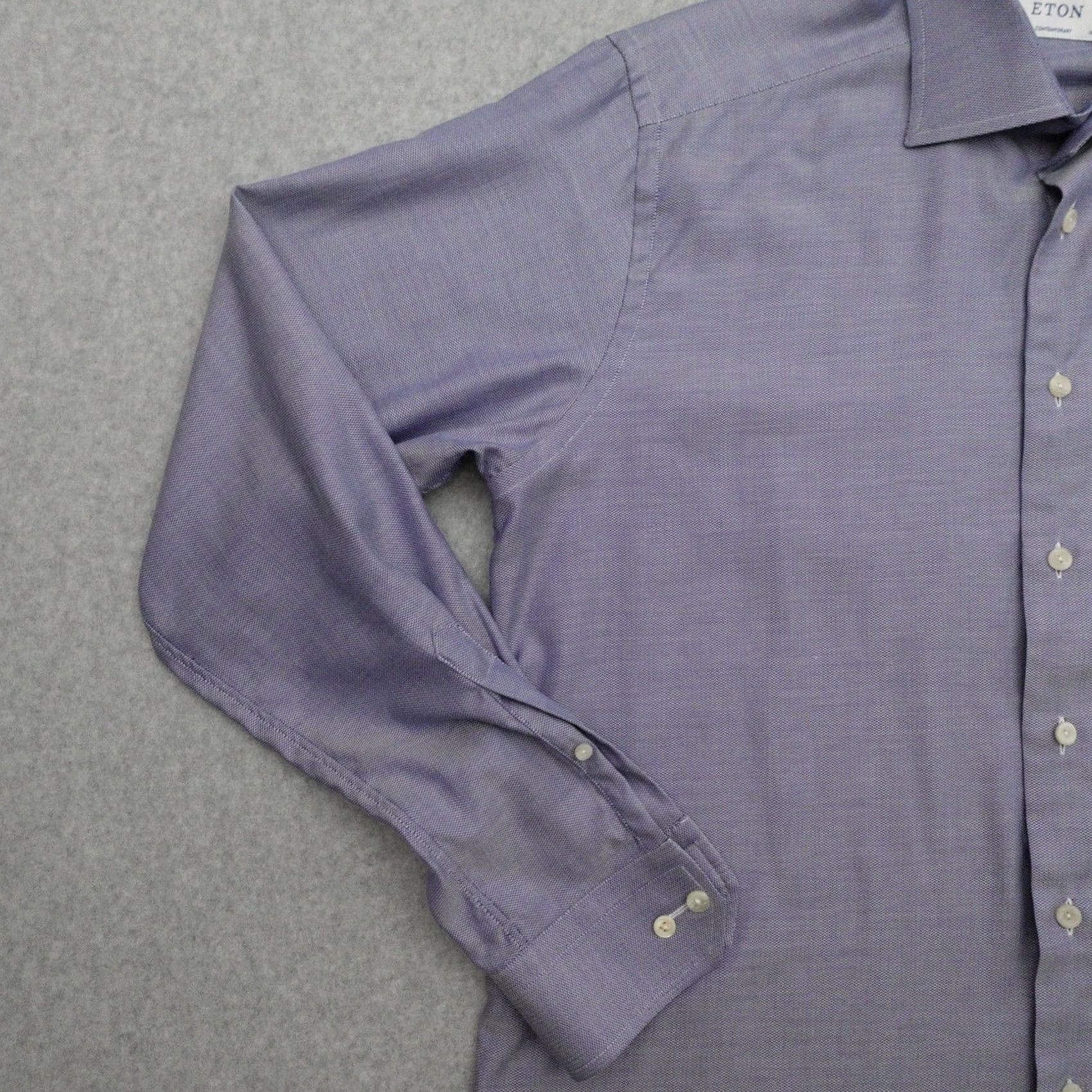 Eton ETON Button-Up Shirt Men's 42 Solid Blue Long Sleeve Casual Shop Size US XL / EU 56 / 4 - 5 Thumbnail