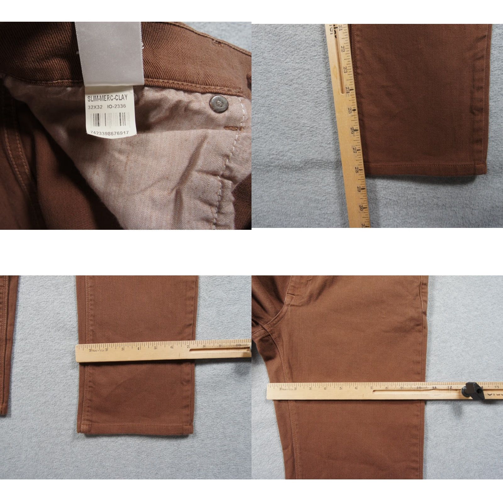 Mott & Bow Mott & Bow Jeans Mens 32x28 Brown Mercer Slim Stretch Twill Casual Jeans Pants Regular Straight Size US 32 / EU 48 - 8 Thumbnail