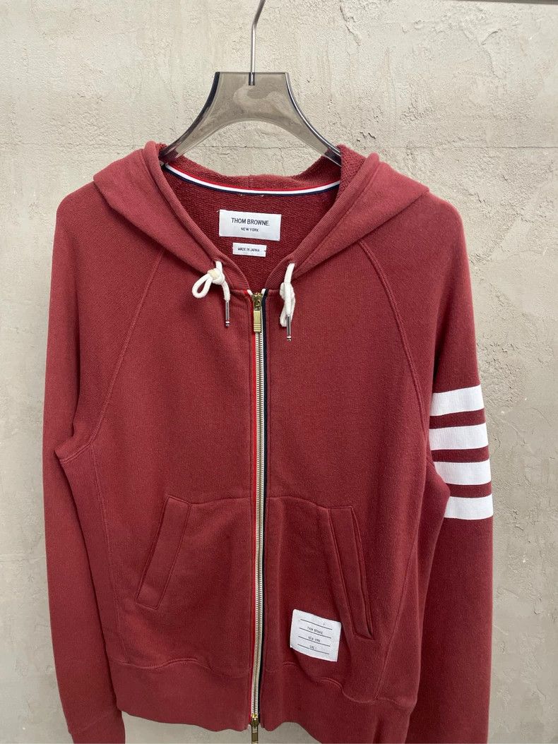 Thom Browne Thom browne Burgundy four-striped zipper jacket 2504-Nextar Size US S / EU 44-46 / 1 - 3 Thumbnail
