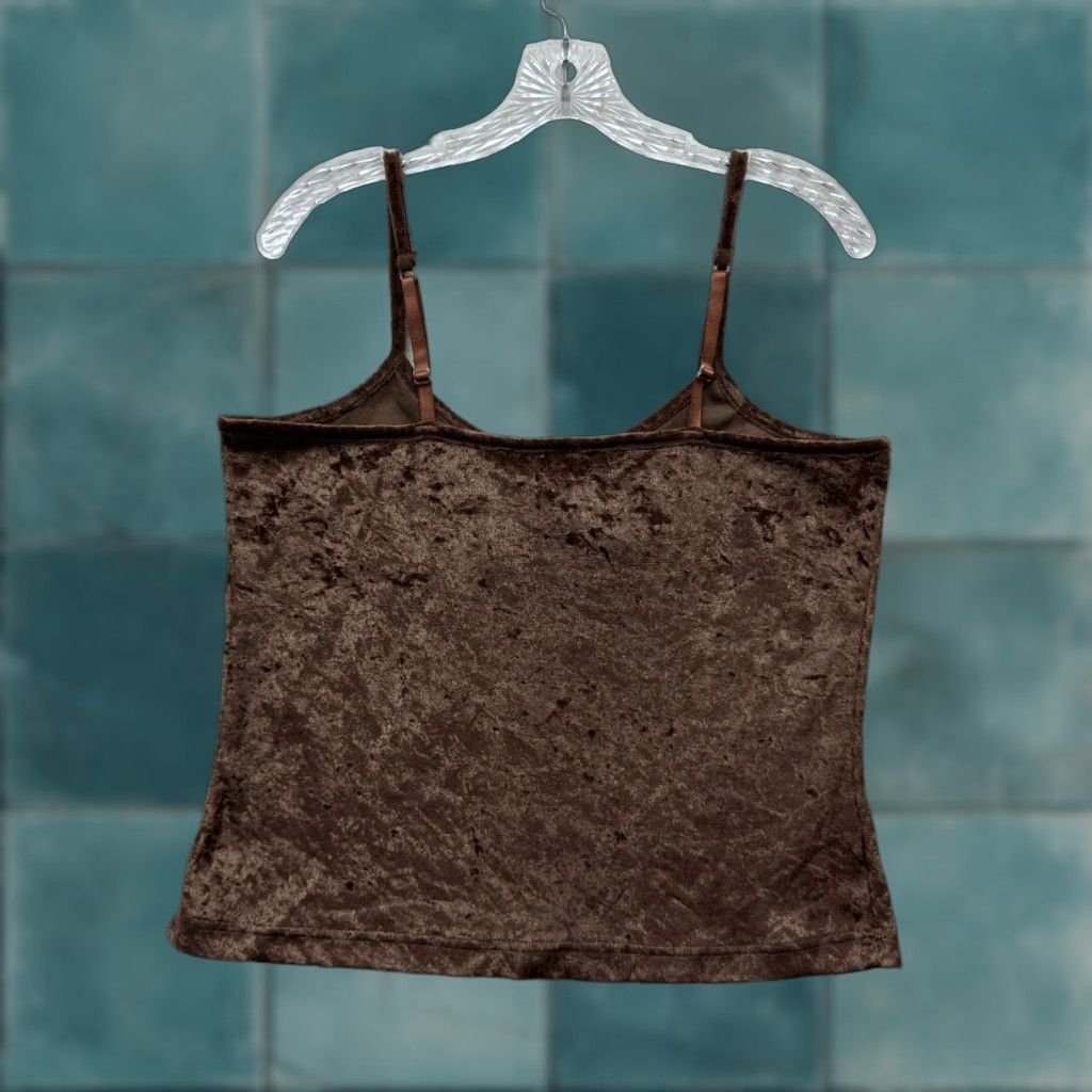 Vintage VINTAGE Xhilaration Camisole Top XL Brown Crushed Velvet Grunge Boho Fairy Shirt Womens Size XL / US 12-14 / IT 48-50 - 1 Thumbnail