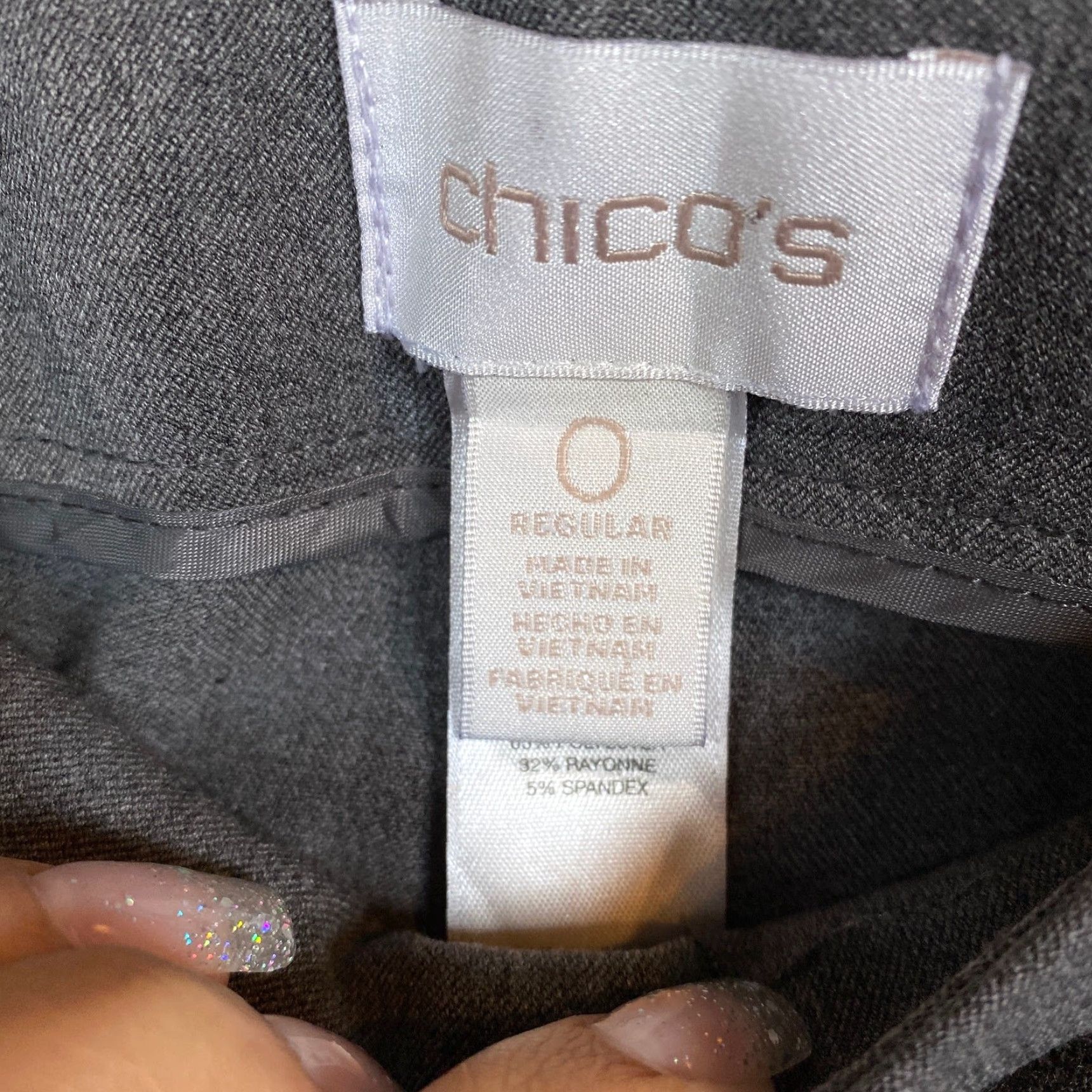 Vintage Chicos Women's Pants Gray Pull On Side Zip Straight Leg Rayon Blend Stretch 0 (S) Size 30" / US 8 / IT 44 - 5 Thumbnail