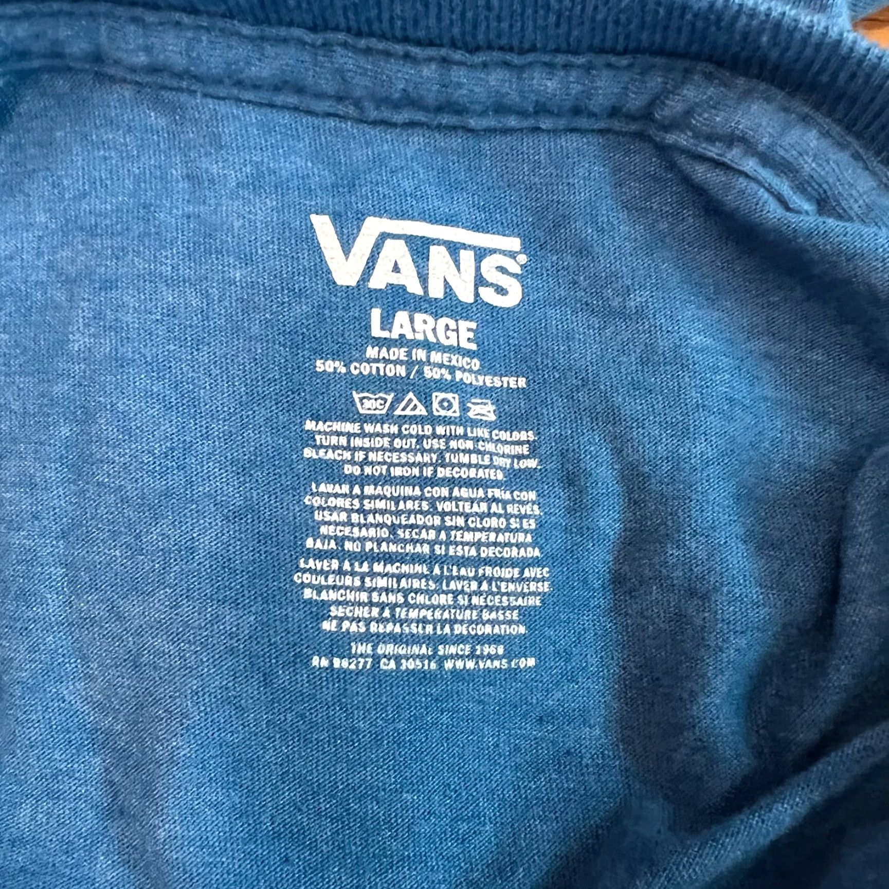 Vans Vans Mens Crew Neck Short Sleeves Cotton Blend Pullover Blue T Shirt Size Large Size US L / EU 52-54 / 3 - 4 Thumbnail