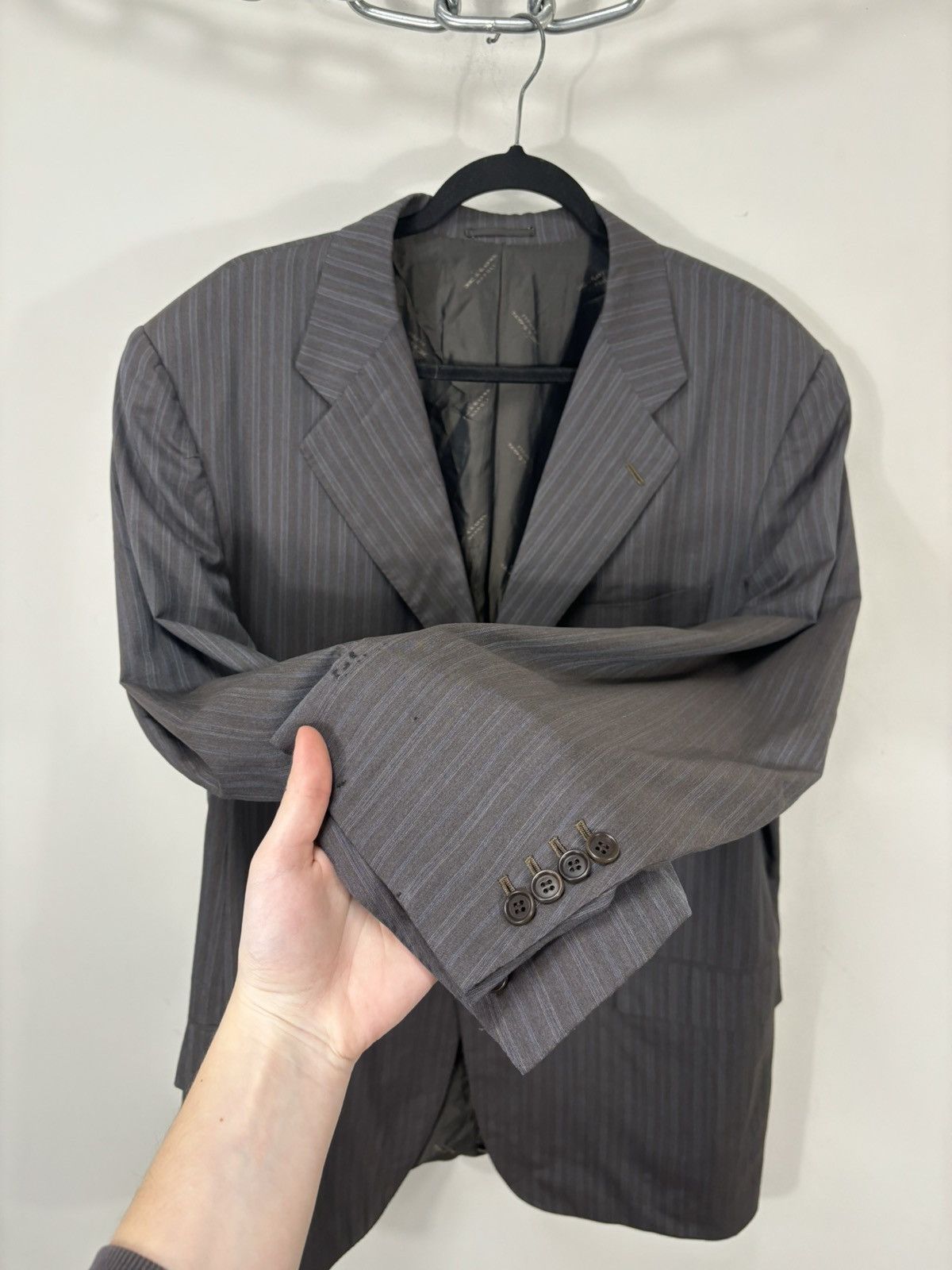 Kiton Kiton Napoli Men’s Pinstripe Light Brown 14 Micron Wool Suit Size 46R - 11 Thumbnail