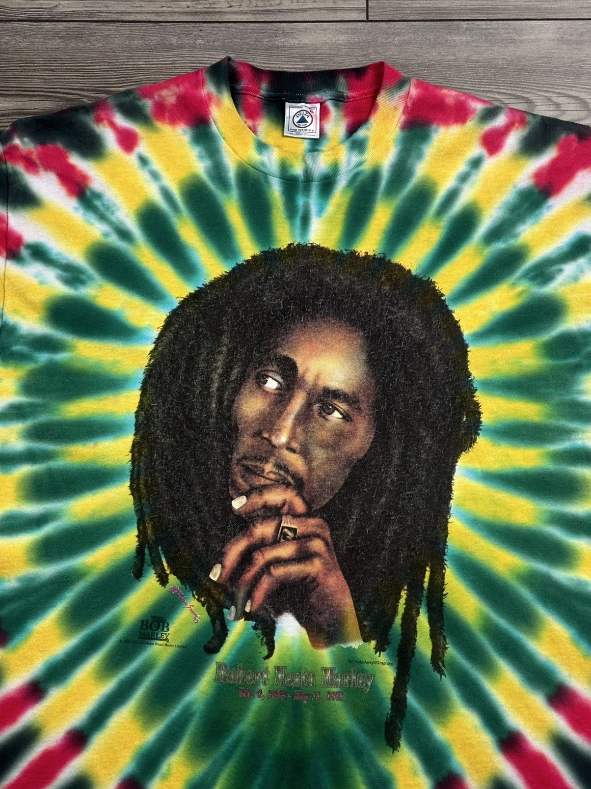 Bob Marley × Vintage Vintage 90’s Bob Marley Memorial Tie Dye T Shirt Size US XL / EU 56 / 4 - 3 Thumbnail