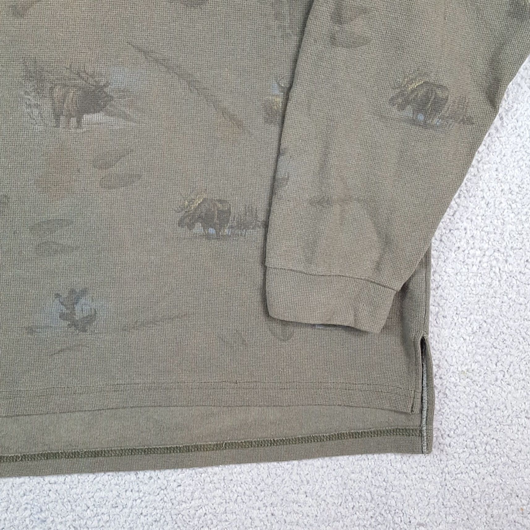Vintage VINTAGE Sunschein Designs Hunting AOP Knit Thermal Henley T-Shirt Mens 2XL Green Bear Moose 90s T Shirt Size US XXL / EU 58 / 5 - 3 Thumbnail