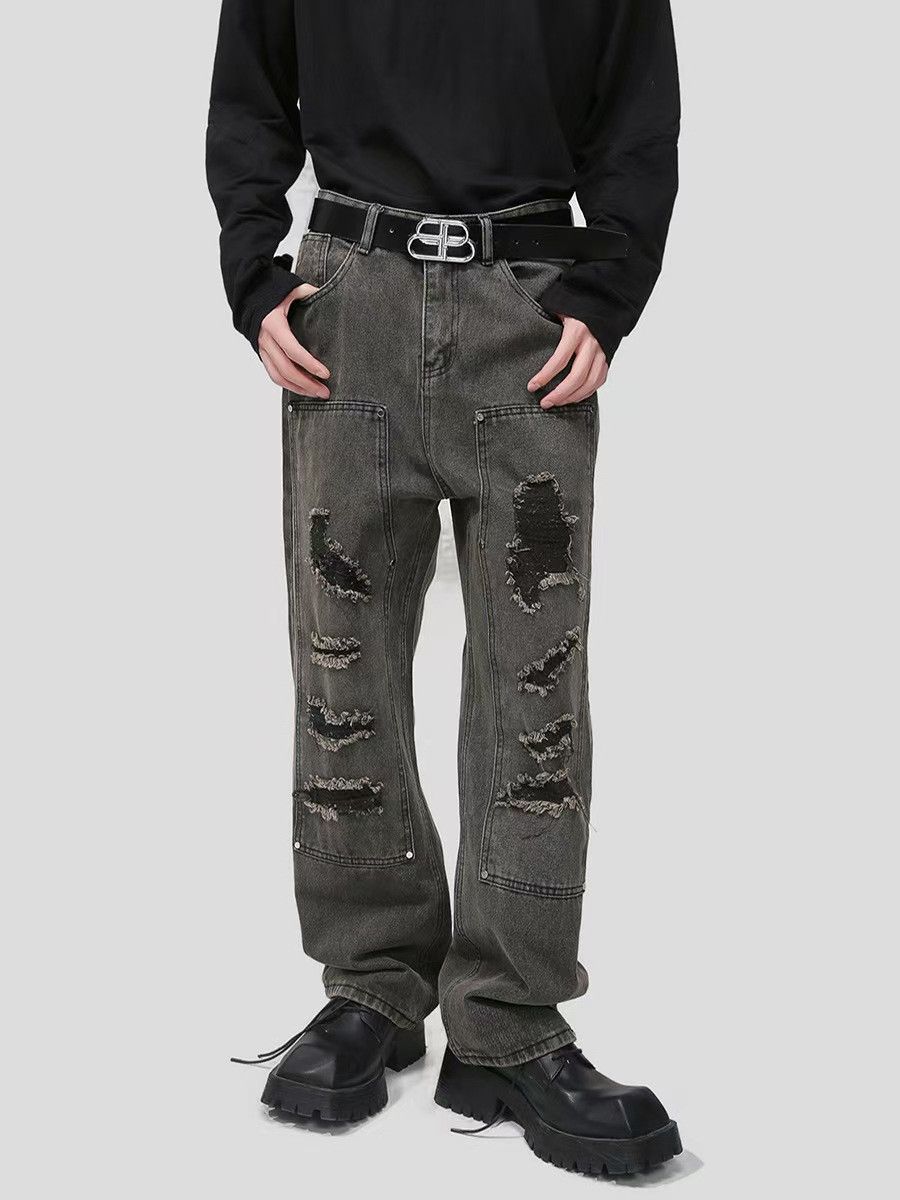 Japanese Brand × Jean Vintage High Street Patch Hip Hop Jeans Size US 33 - 2 Thumbnail