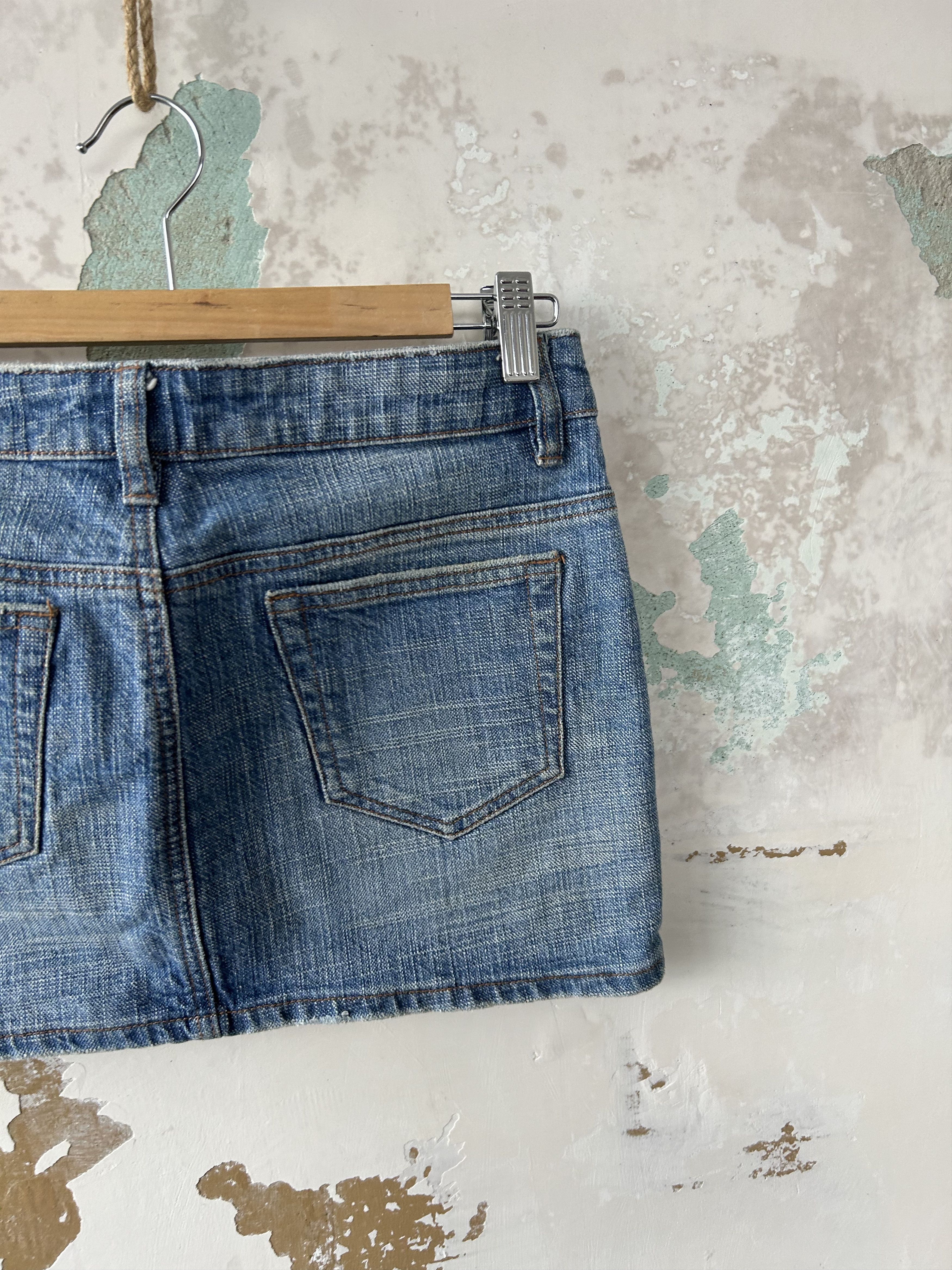 Japanese Brand Vintage dirty denim mini skirt Japanese style Size 27" / US 4 / IT 40 - 4 Thumbnail