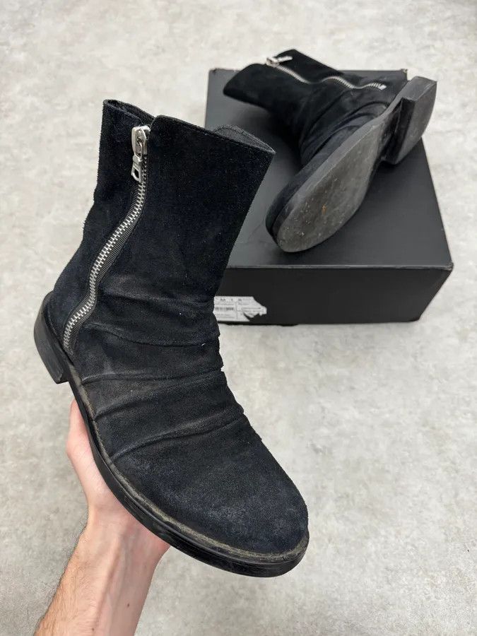 Vintage Amiri Black Eroded Suede Leather Zipper Boots Size US 8 / EU 41 - 1 Thumbnail