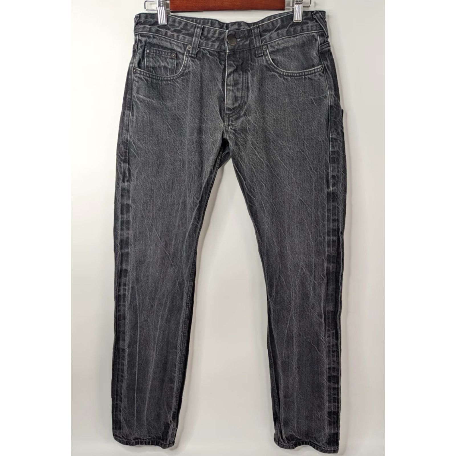 Denime BySlik Made In Da Field Dead Player Skull Pockets Button Fly Black Denim Jeans Size US 32 / EU 48 - 3 Thumbnail