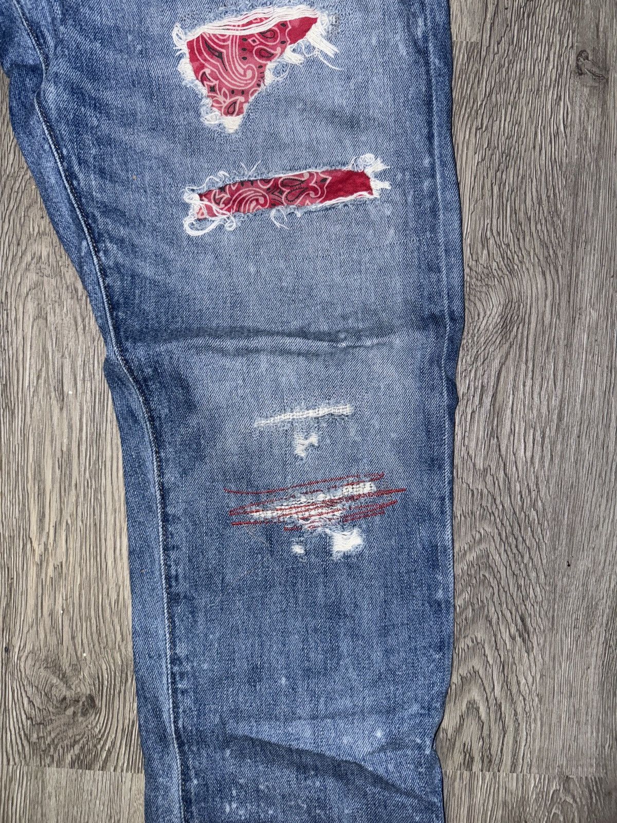 Polo Ralph Lauren Sullivan Slim Patchwork Bandana Distressed Denim 31/30 Size US 30 / EU 46 - 3 Thumbnail