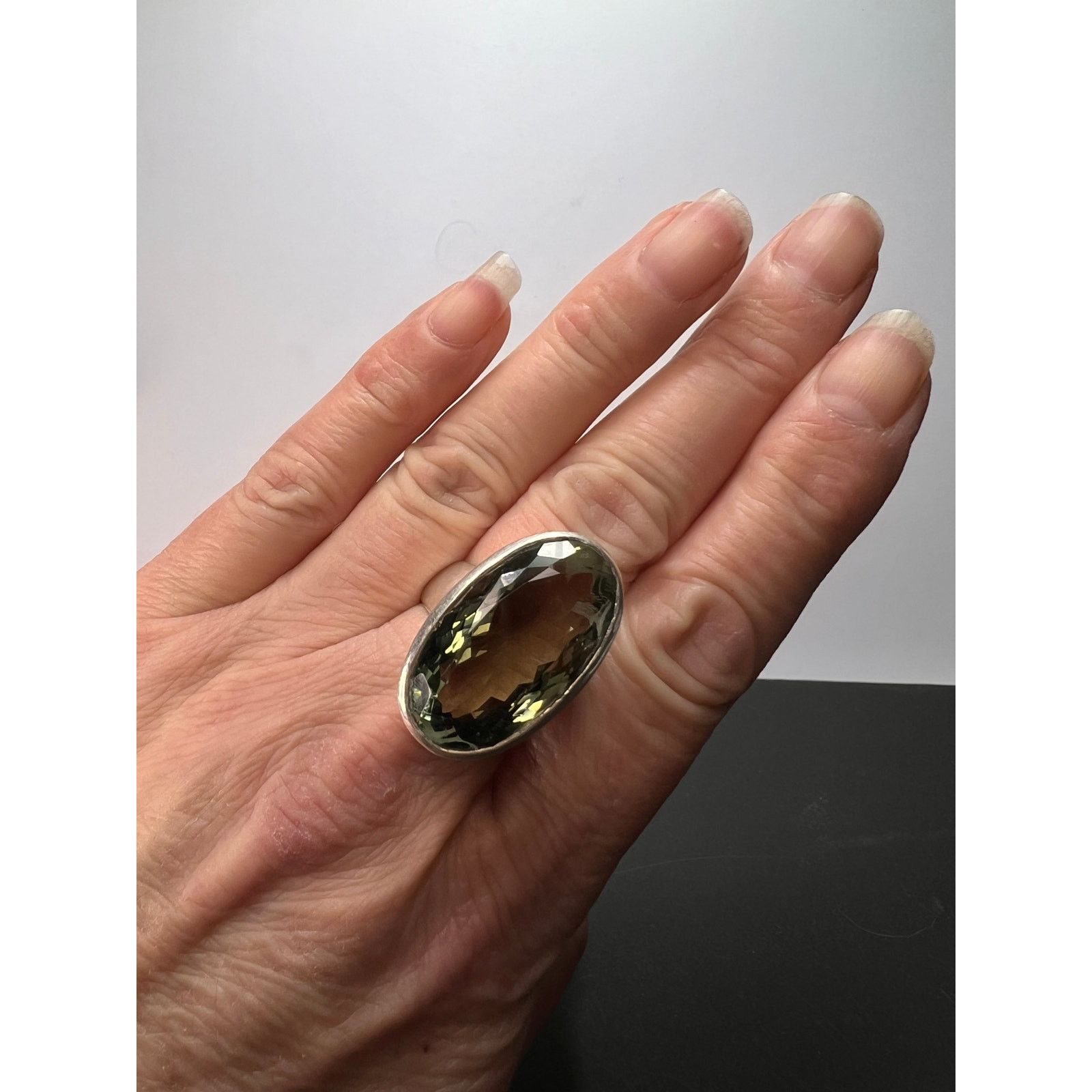 Other NEW oval cut prasiolite gemstone 925 silver ring size 9 Size ONE SIZE - 8 Thumbnail
