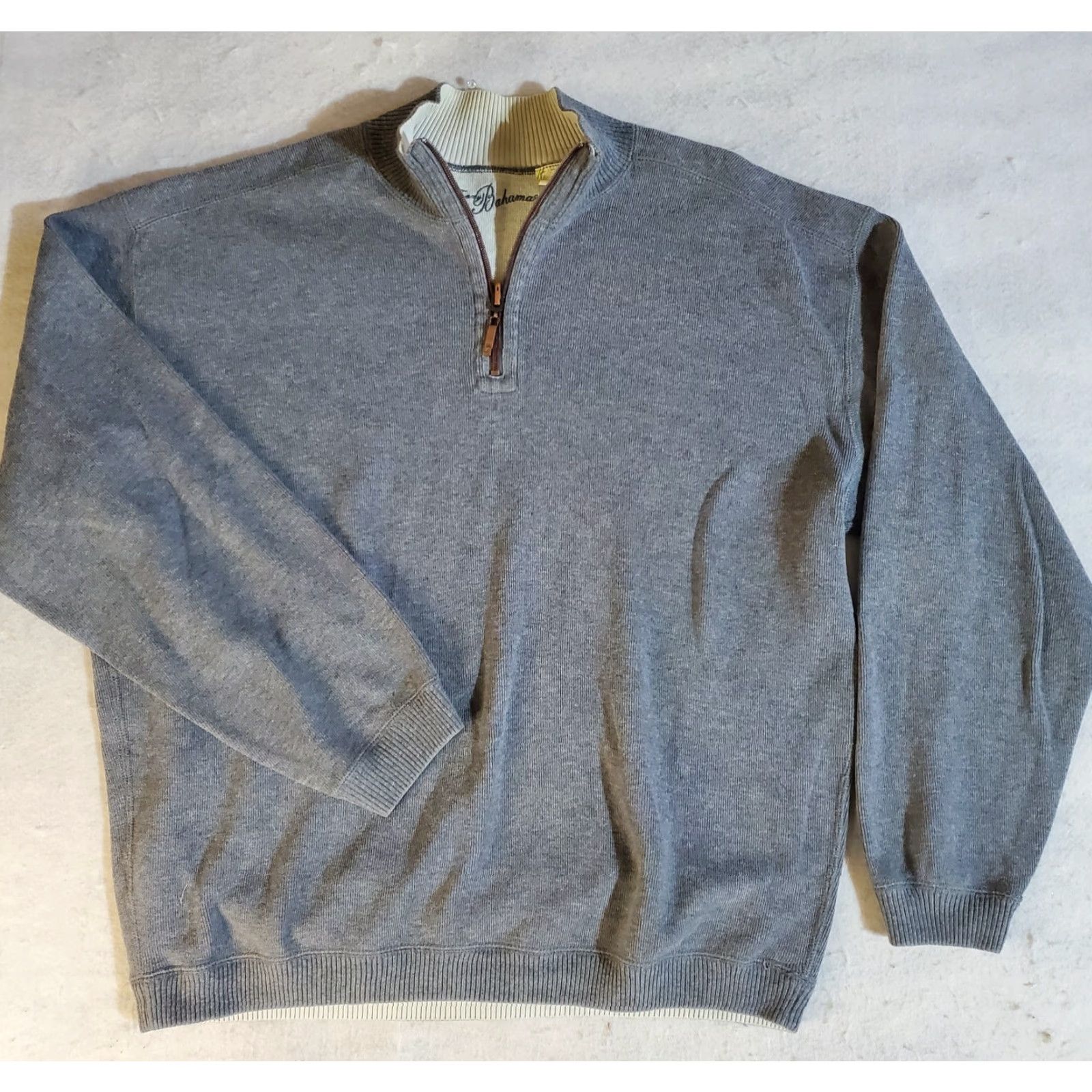 Tommy Bahama Tommy Bahama Signature Mens M Gray 1/4 Zip Pullover Long Sleeve Mock Neck Shirt Jacket Pullover Casual Athletic Mens Regular Gray Size US M / EU 48-50 / 2 - 2 Thumbnail