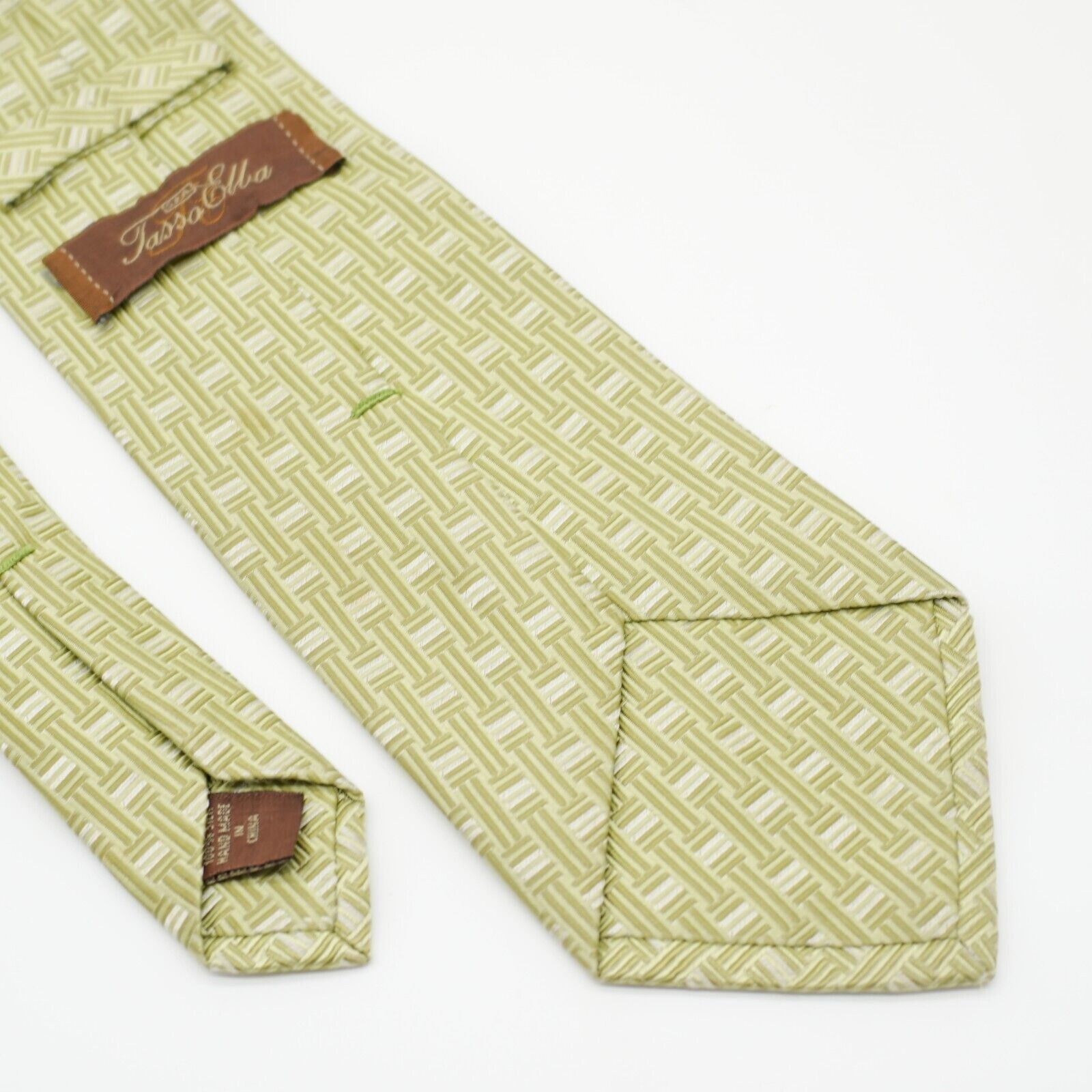 Tasso Elba Tasso Elba Green Woven Basketweave Long Wide Silk Tie Size ONE SIZE - 5 Thumbnail