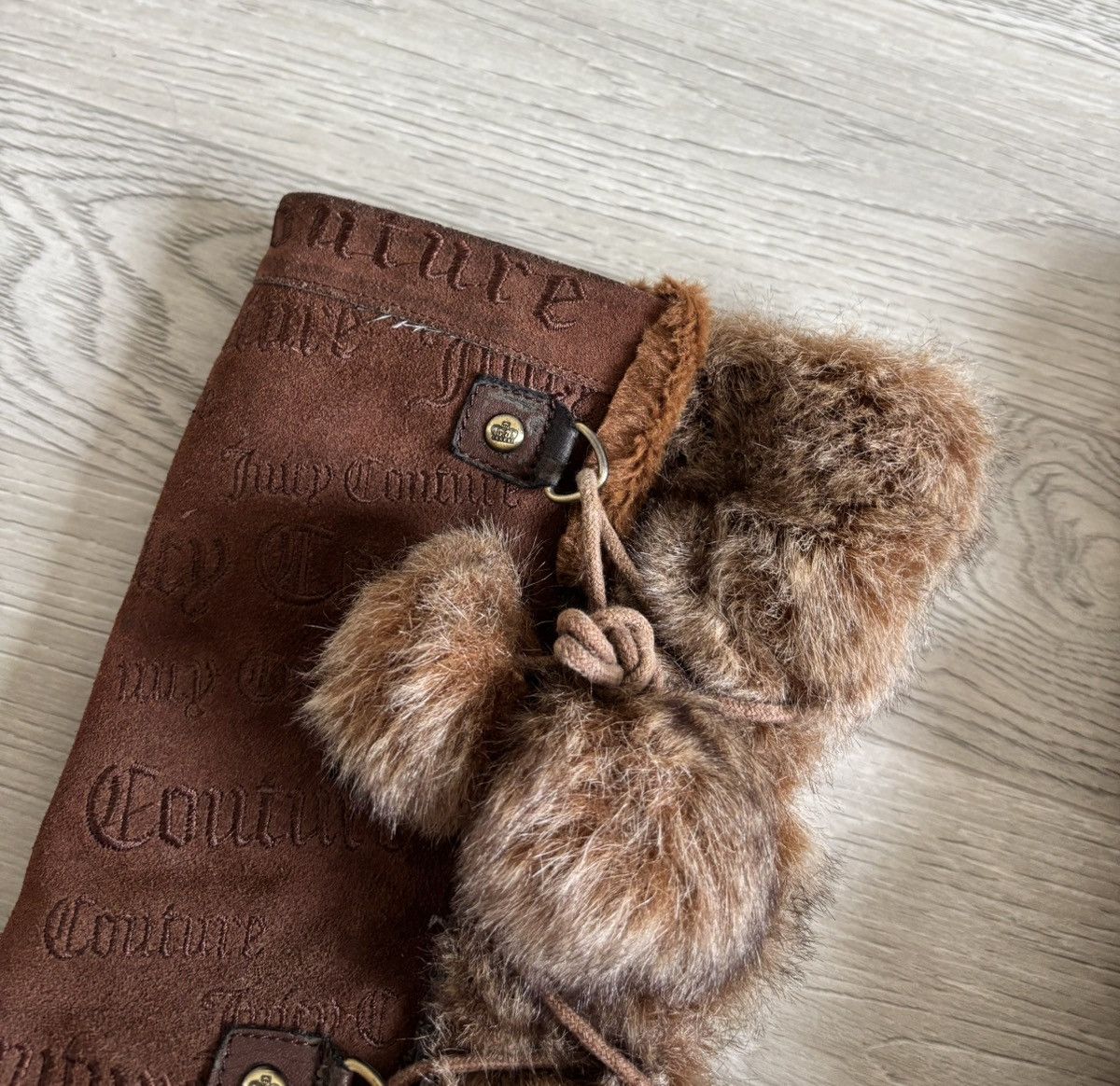 Designer 90s Juicy Couture Brown Mohair Fur Boot Vintage Archive Size US 6.5 / IT 36.5 - 2 Thumbnail