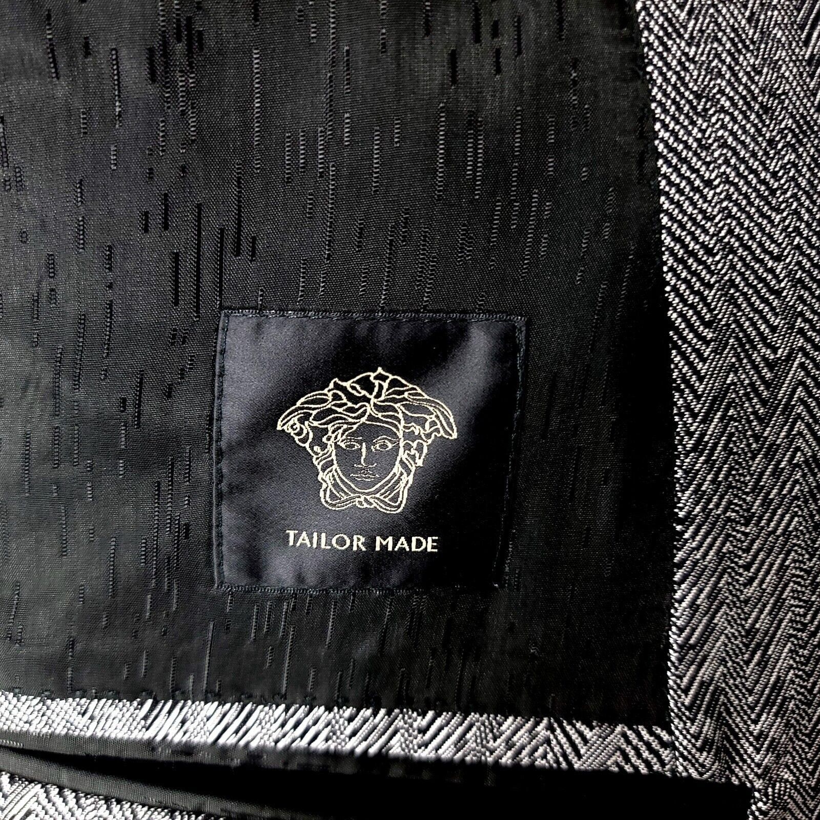 Versace Versace Hand Made Wool Silk 2 Button Blazer 44R Metallic Sil Size 44R - 8 Thumbnail