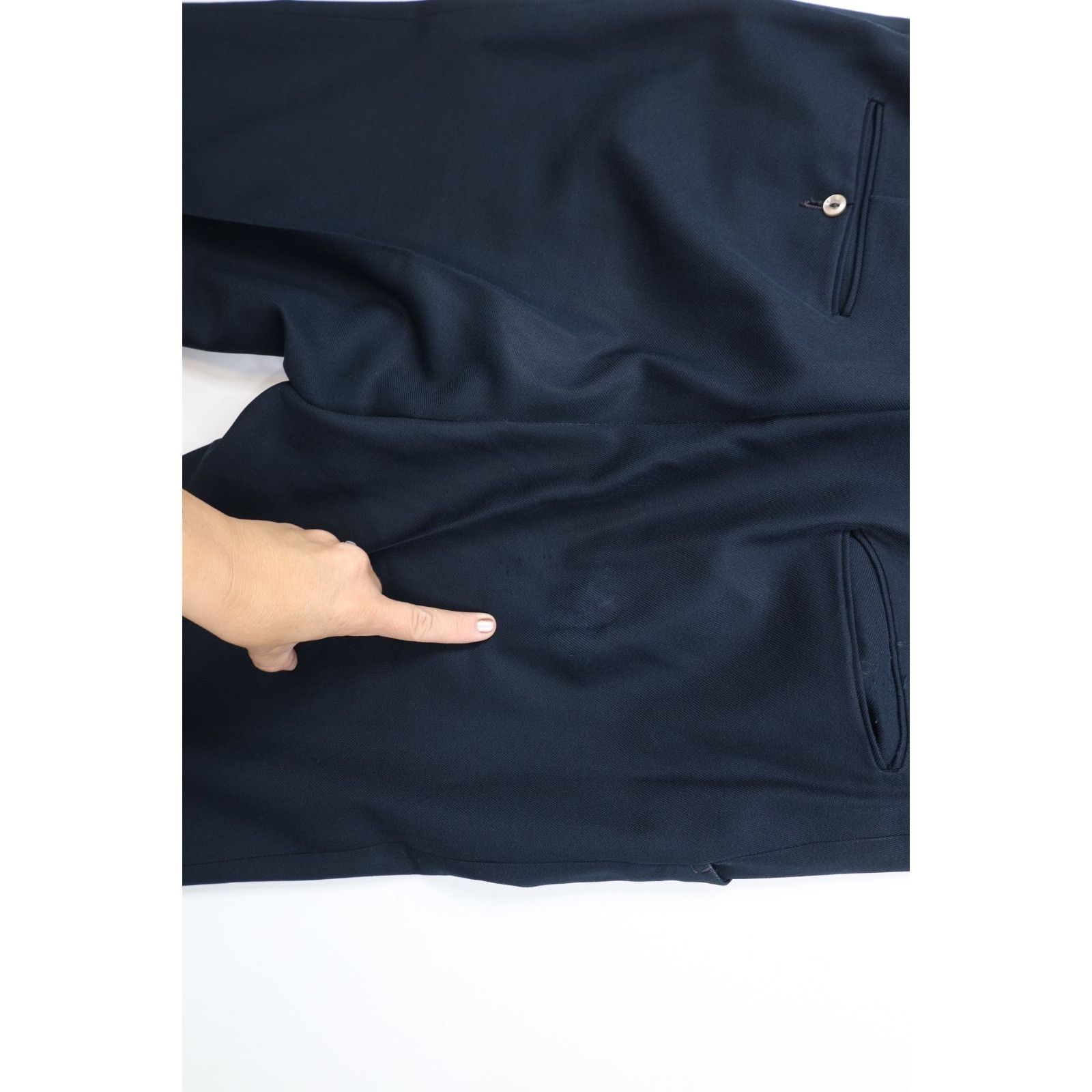 Vintage Vintage 70s Streetwear 2 Piece Suit Wedding Navy Blue Size 44R - 21 Thumbnail