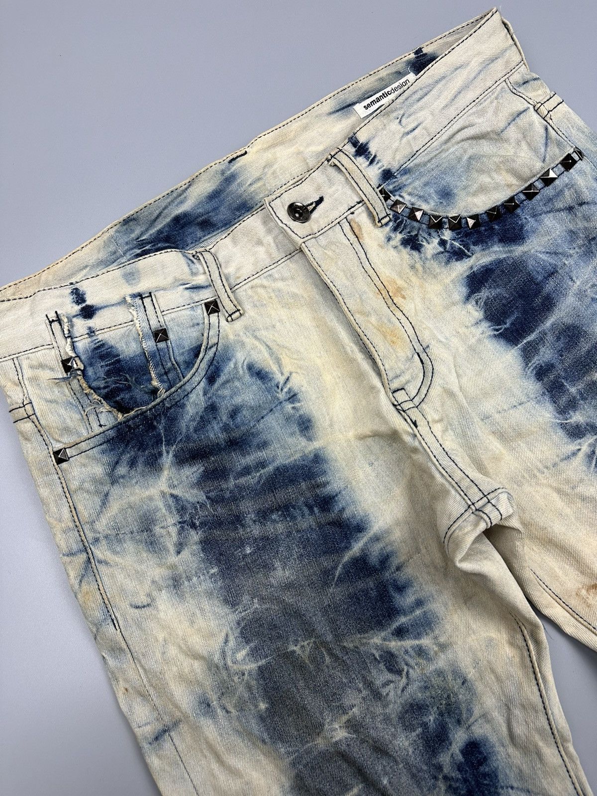 semanticdesign 🔥Rare Sick🔥Semantic Design Whiskered Bleached Flare Denim Size US 34 / EU 50 - 8 Thumbnail
