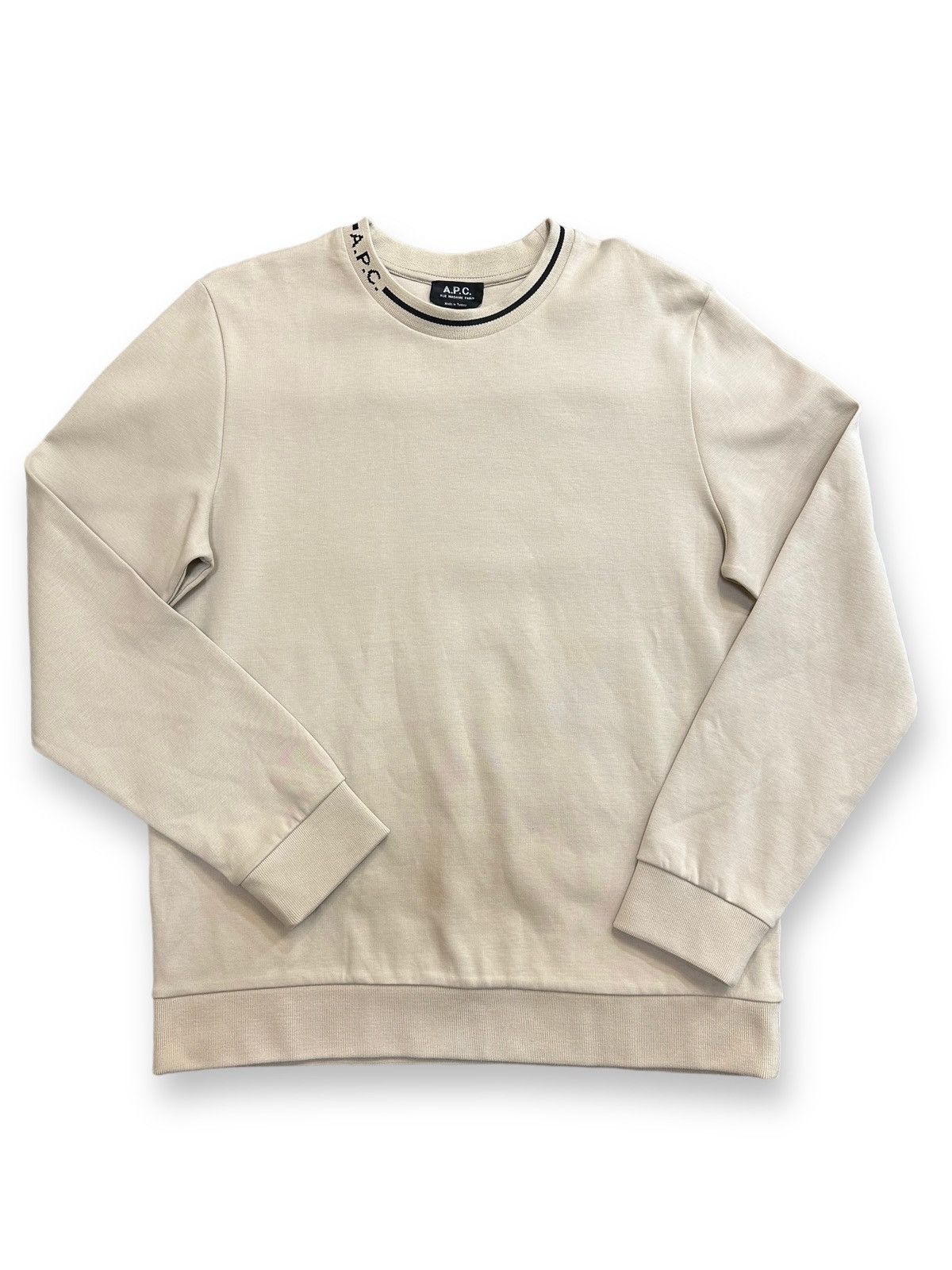 image of A P C Logo Sweatshirt Crewneck in Beige, Men's (Size XL)